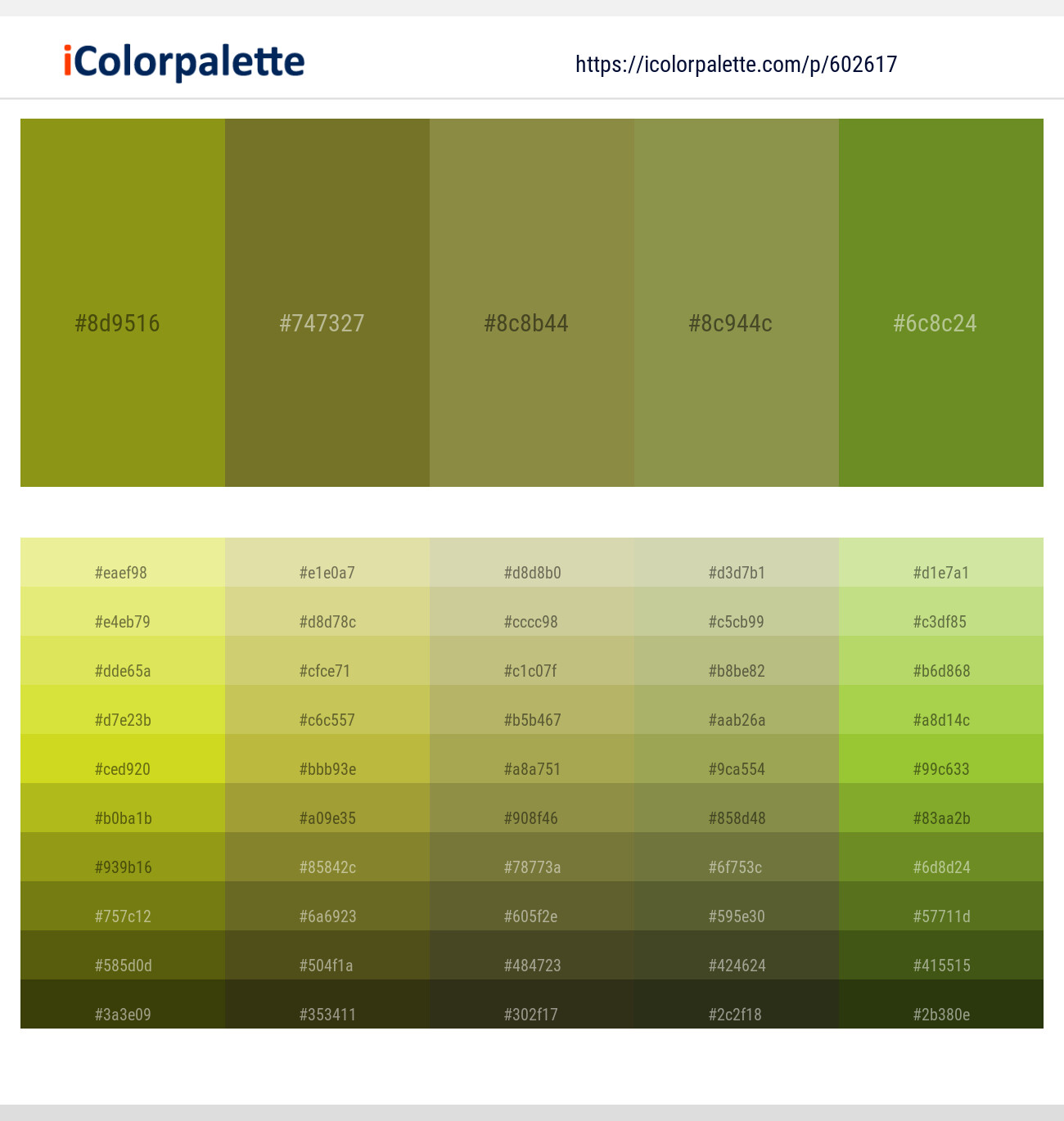 Trendy Green – Crete – Sycamore – Sycamore – Olive Drab Color scheme