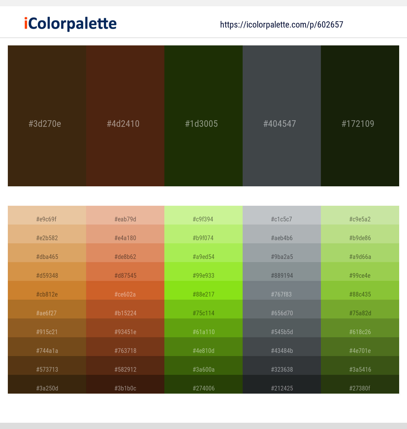 Brown Tumbleweed – Deep Oak – Pine Tree – Limed Spruce – Green Waterloo Color scheme