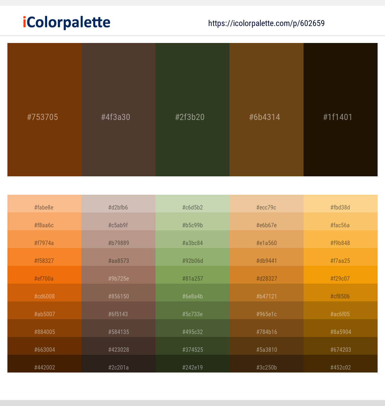 Red Beech – Rock – Green Kelp – Sepia – Jacko Bean Color scheme