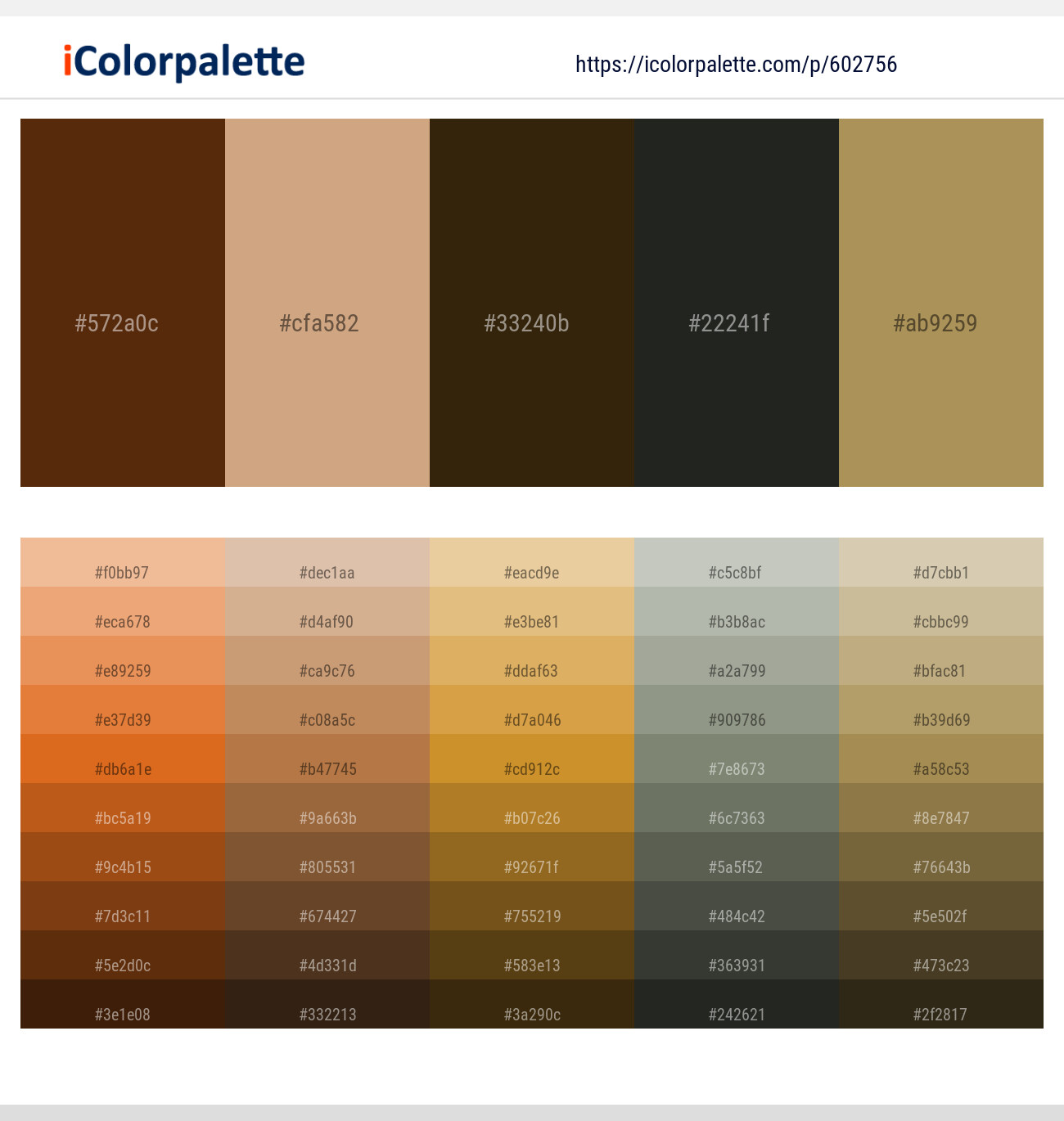 Cioccolato – Tan – Brown Tumbleweed – Log Cabin – Muesli Color scheme