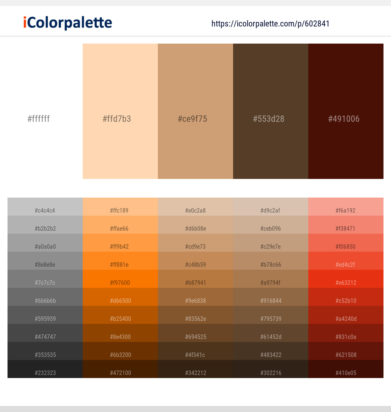 White – Light Apricot – Whiskey – Irish Coffee – Rebel Color scheme