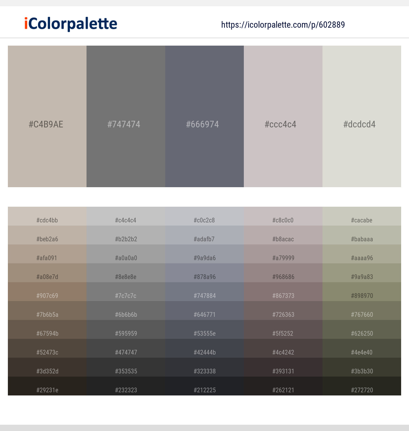 Tea – Boulder – Shuttle Gray – Silver – Quill Gray Color scheme