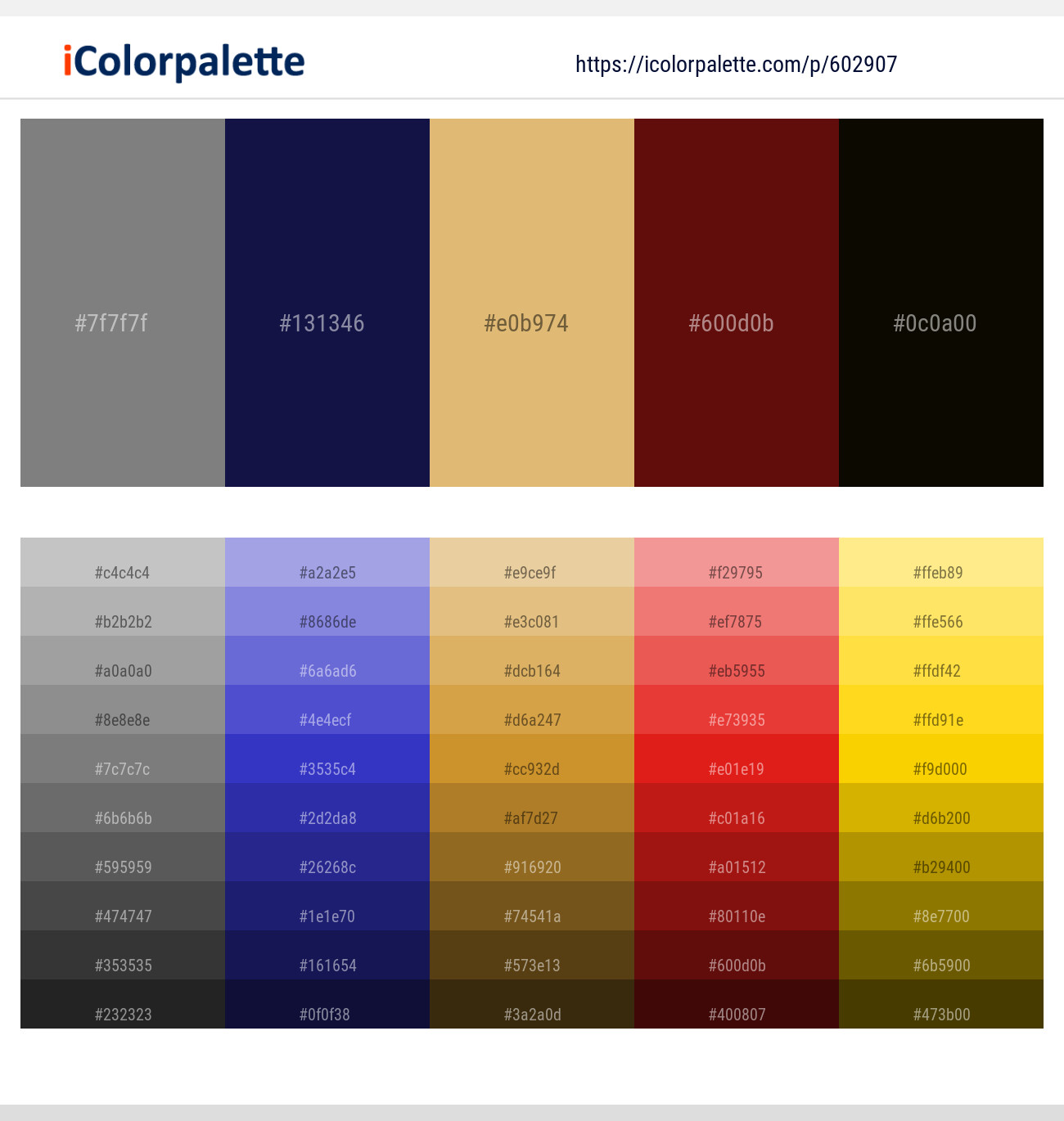 Gray – Bunting – Harvest Gold – Dark Tan – Acadia Color scheme