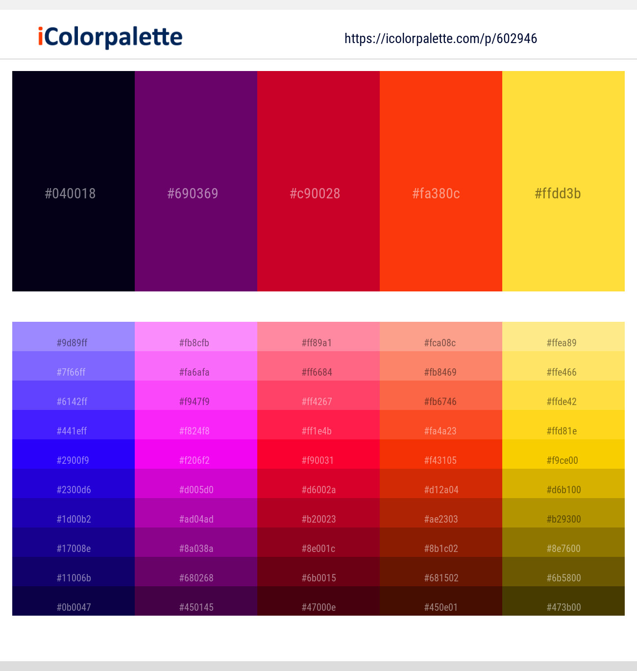 Black Russian – Clairvoyant – Monza – Scarlet – Bright Sun Color scheme