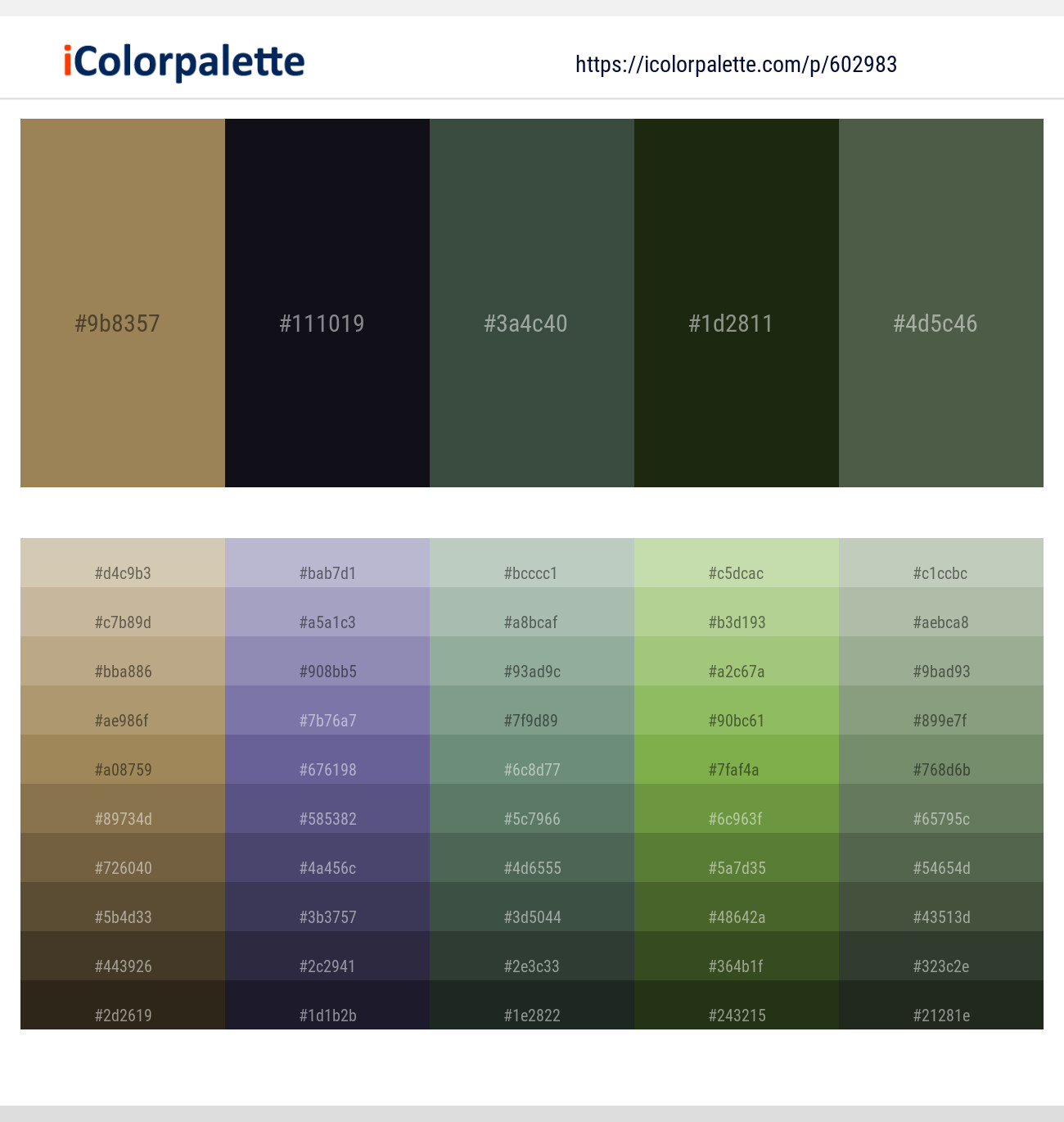 Barley Corn – Cinder – Nandor – Black Olive – Axolotl Color scheme