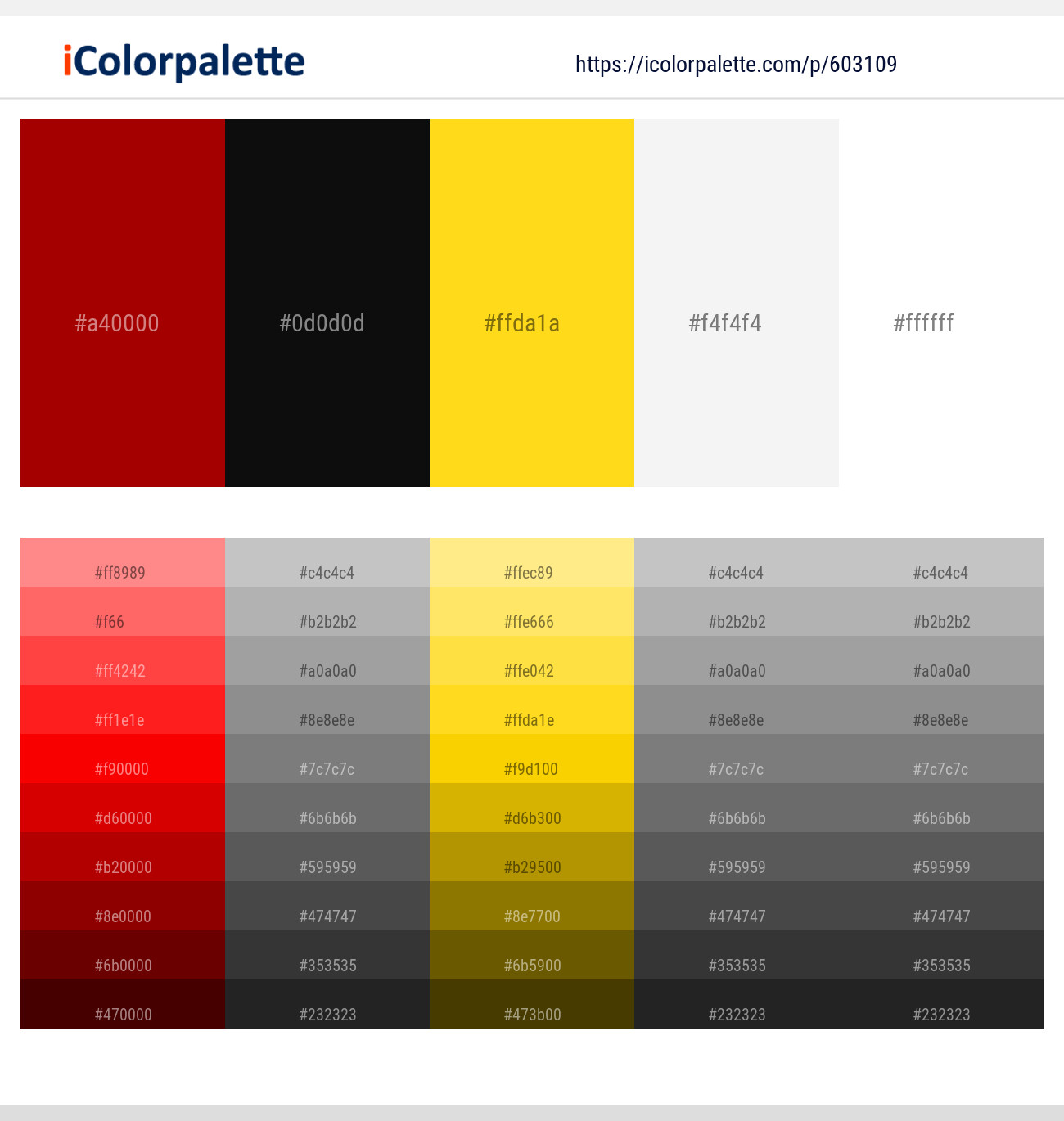 Bright Red – Cod Gray – Candlelight – Wild Sand – White Color scheme