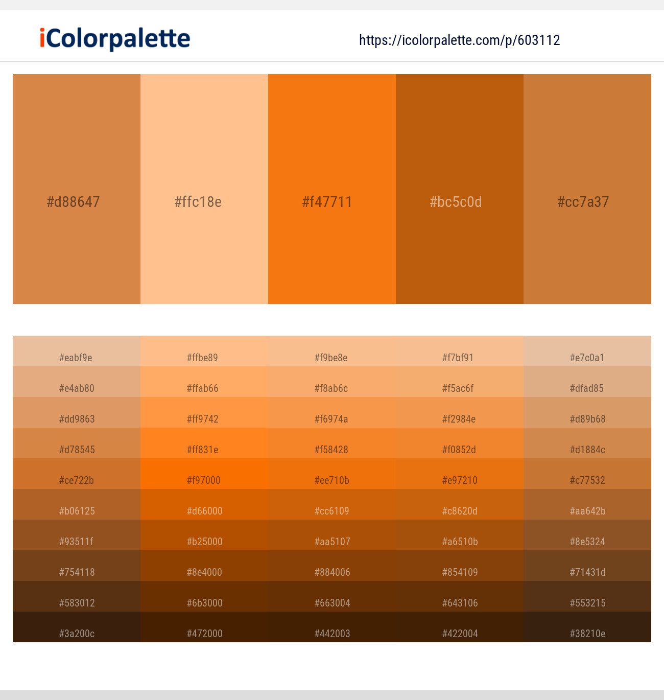 Raw Sienna – Chardonnay – Ecstasy – Pumpkin Skin – Raw Sienna Color scheme