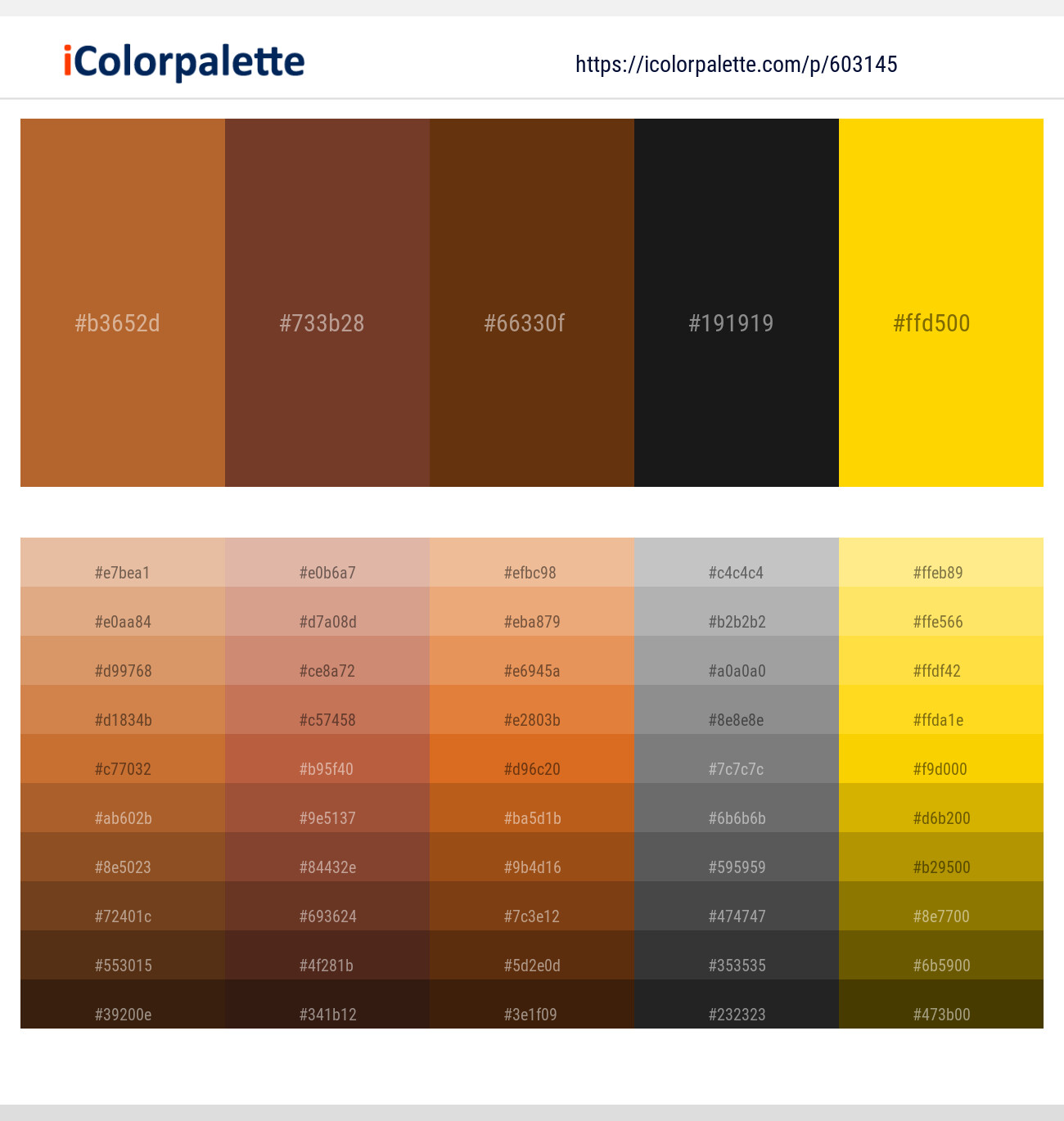 Tuscany – Nutmeg – Jambalaya – Cod Gray – Gold Color scheme