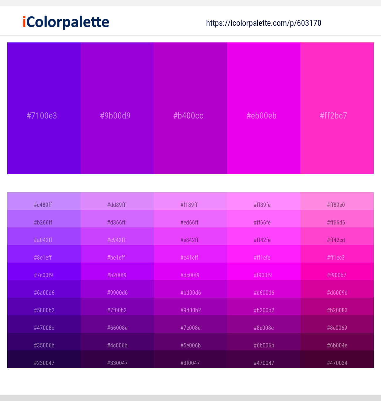 Electric Violet – Electric Violet – Violet Eggplant – Magenta / Fuchsia – Razzle Dazzle Rose Color scheme