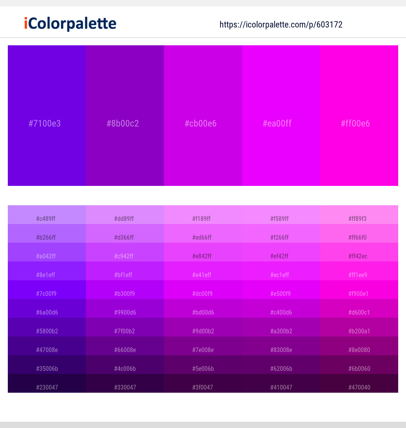 Electric Violet – Purple – Magenta / Fuchsia – Magenta / Fuchsia – Magenta / Fuchsia Color scheme