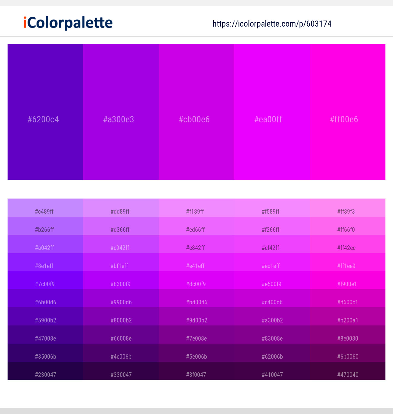 Purple – Electric Violet – Magenta / Fuchsia – Magenta / Fuchsia – Magenta / Fuchsia Color scheme