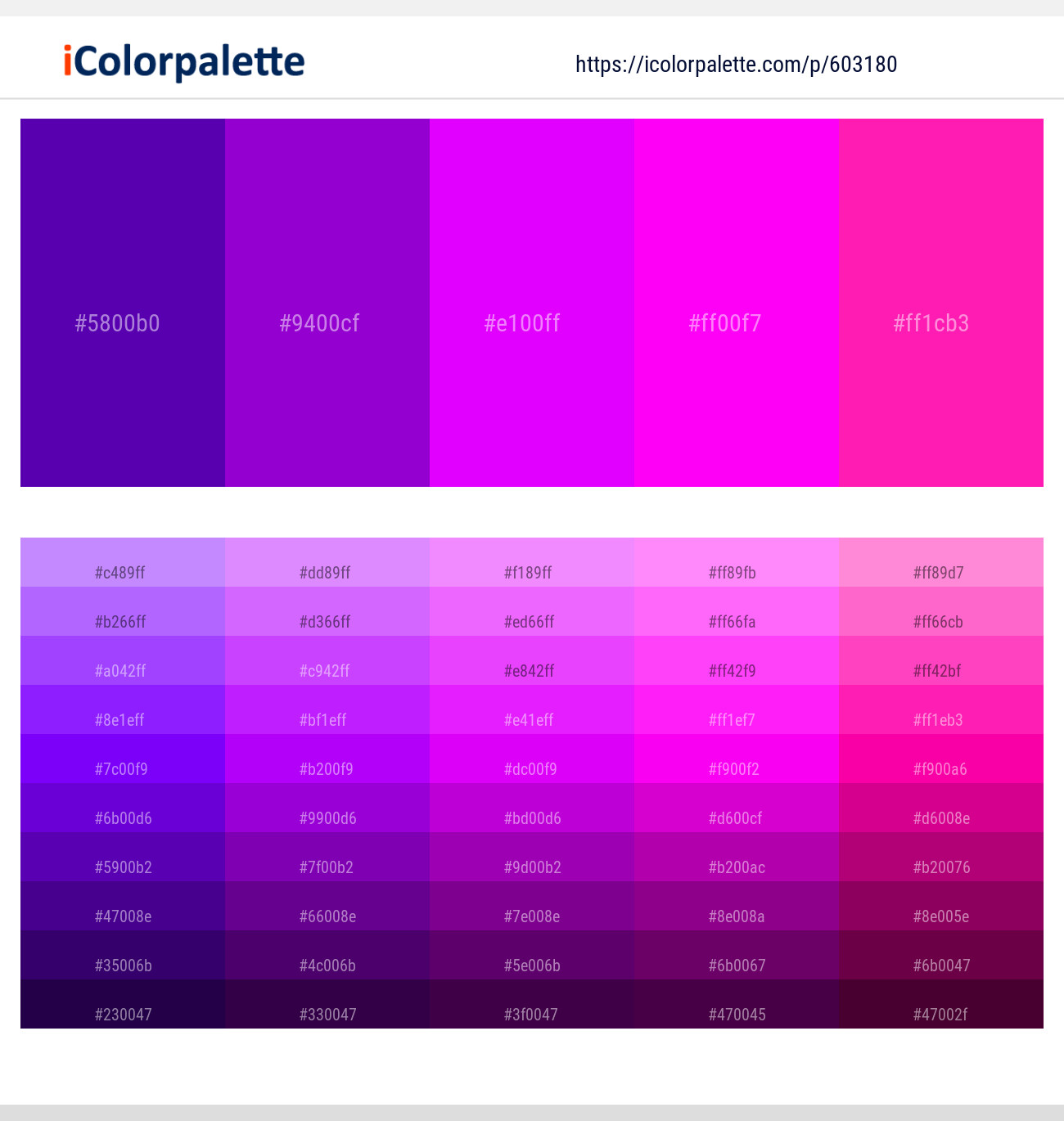 Purple – Electric Violet – Magenta / Fuchsia – Magenta / Fuchsia – Shocking Pink Color scheme