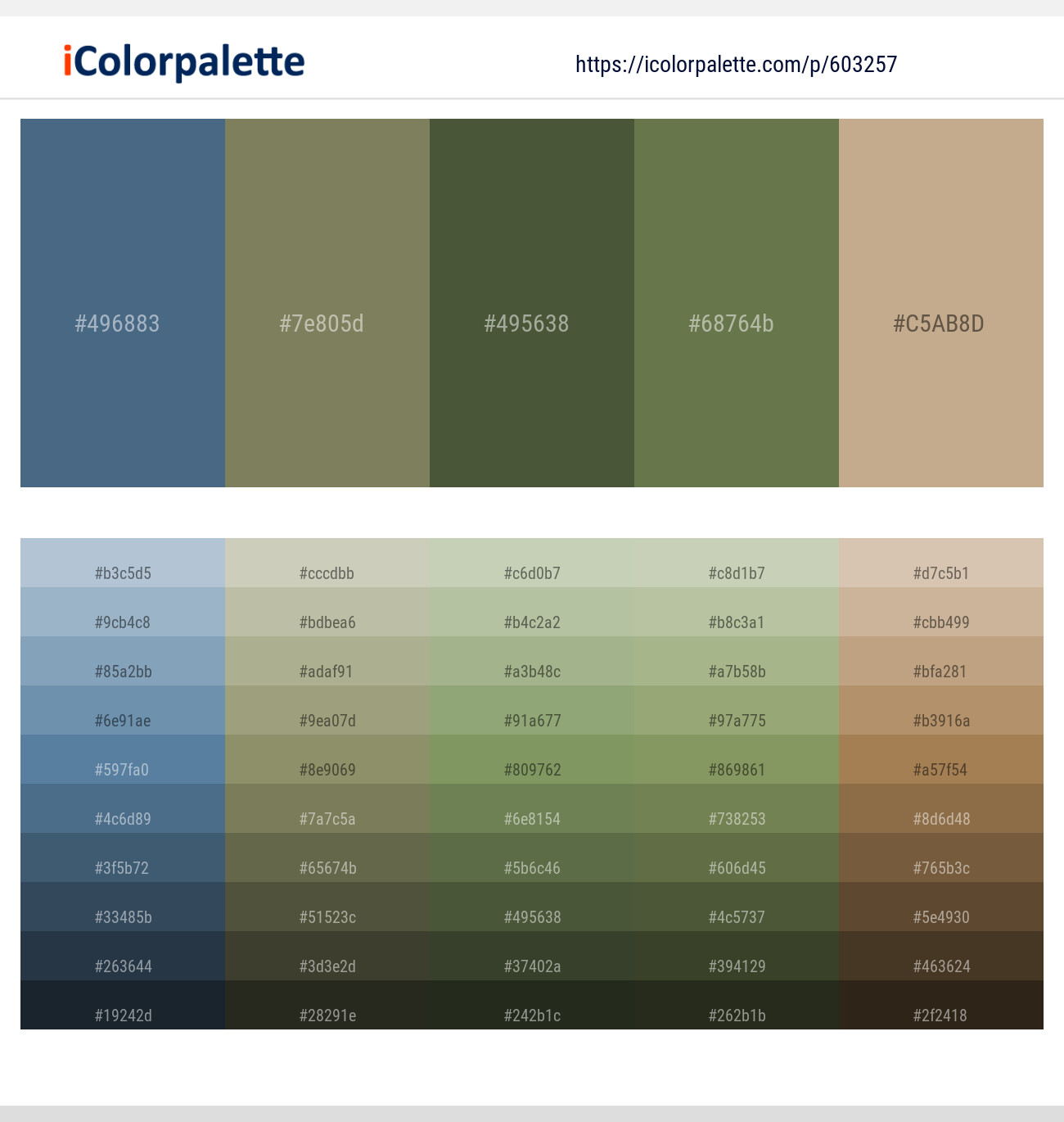 Blue Bayoux – Flax Smoke – Kelp – Siam – Indian Khaki Color scheme