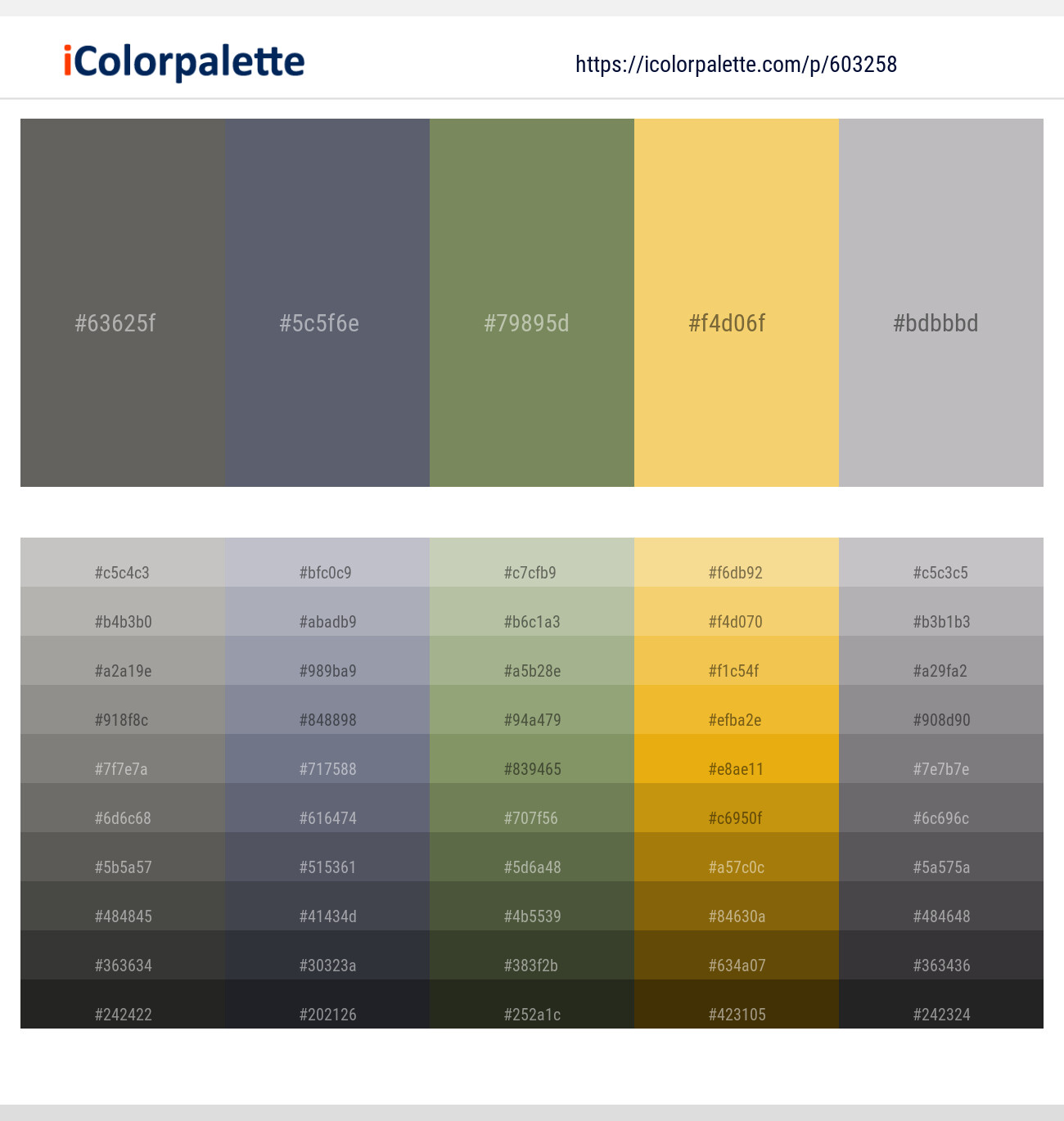 Ironside Gray – Comet – Limed Ash – Goldenrod – London Hue Color scheme