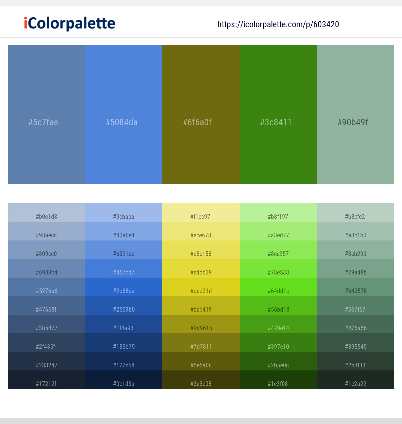 Horizon – Havelock Blue – Olivetone – La Palma – Summer Green Color scheme