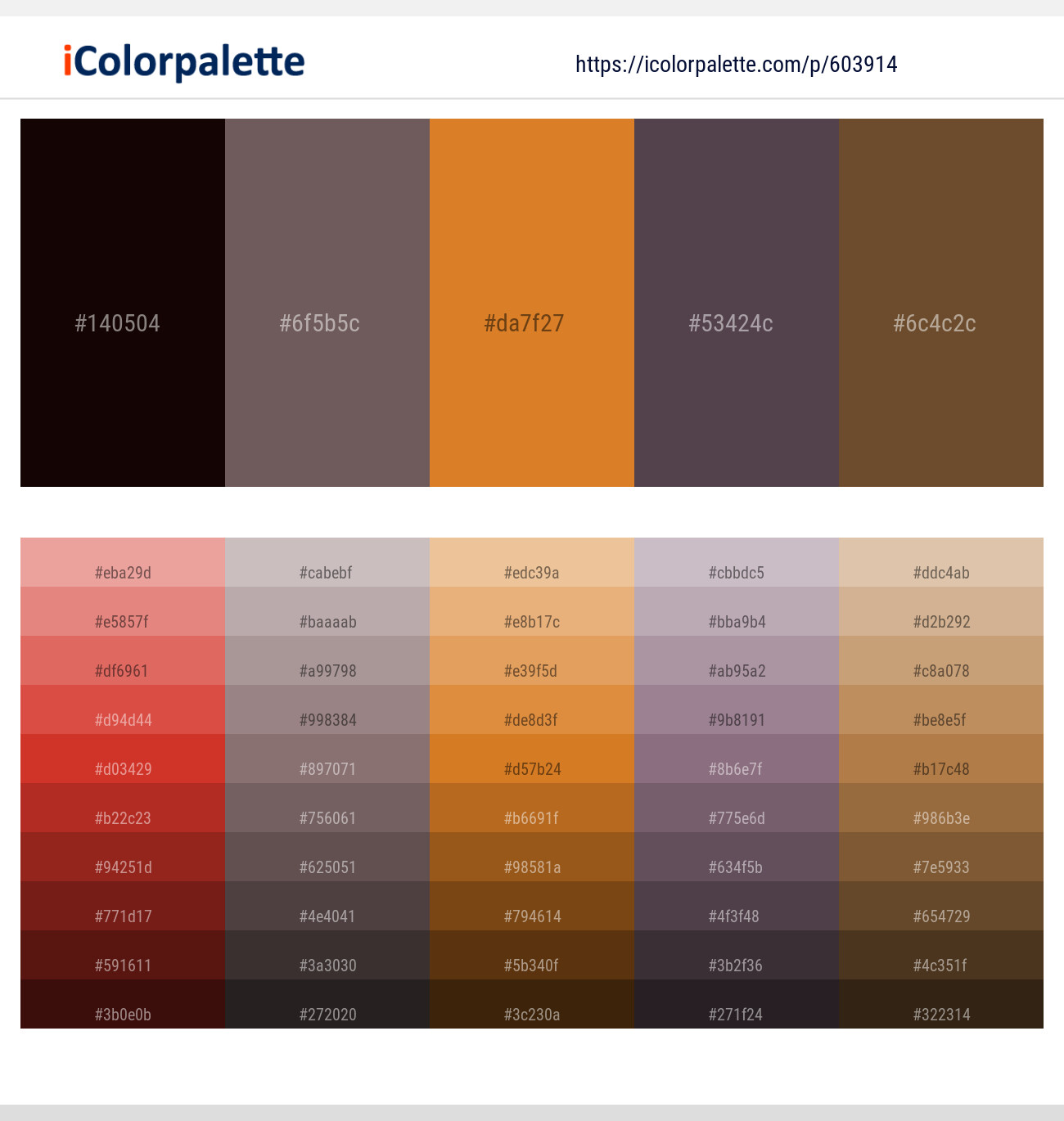 Asphalt – Zambezi – Brandy Punch – Eggplant – Shingle Fawn Color scheme