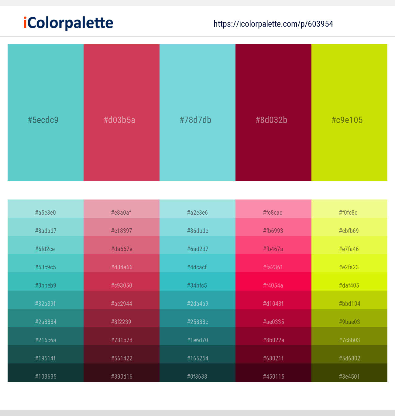 Downy – Cerise Red – Aquamarine Blue – Paprika – Bitter Lemon Color scheme