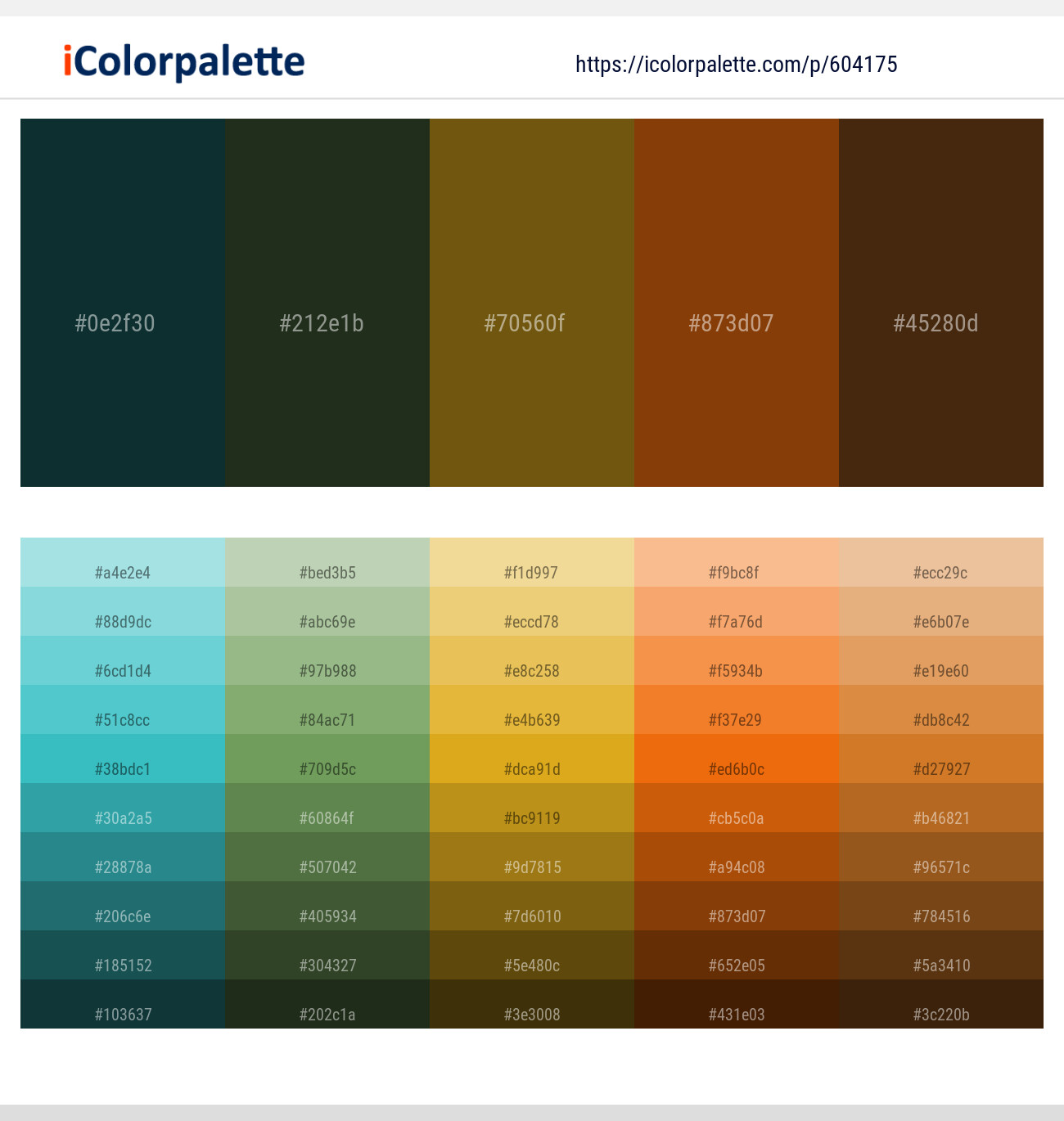 Firefly – Green Kelp – Raw Umber – Peru Tan – Bronze Color scheme