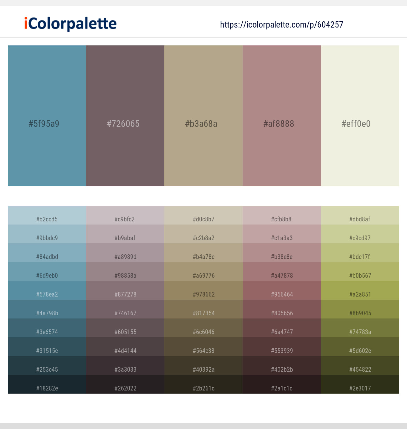 Hippie Blue – Scorpion – Hillary – Brandy Rose – White Rock Color scheme