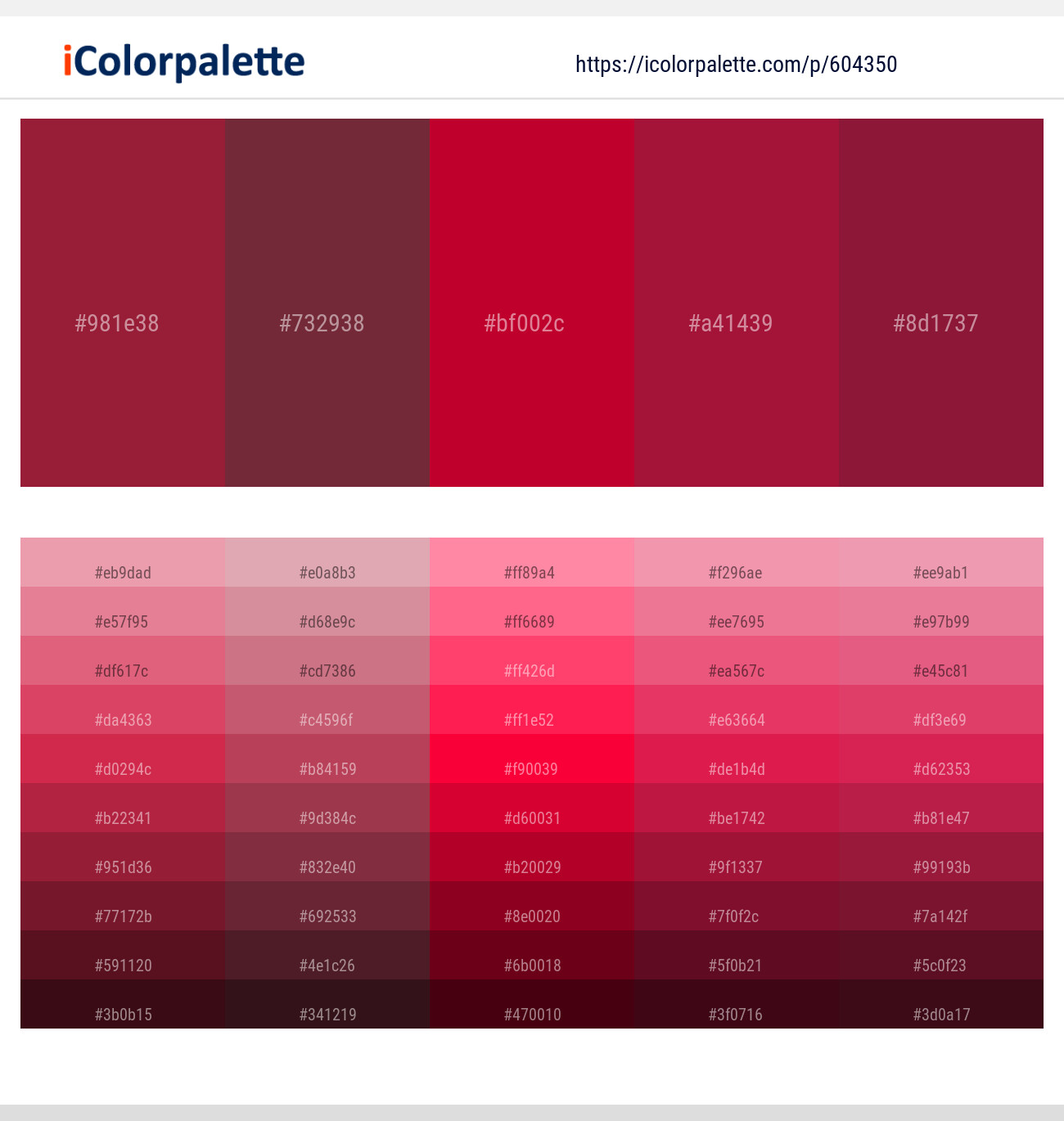 Claret – Tawny Port – Monza – Shiraz – Claret Color scheme