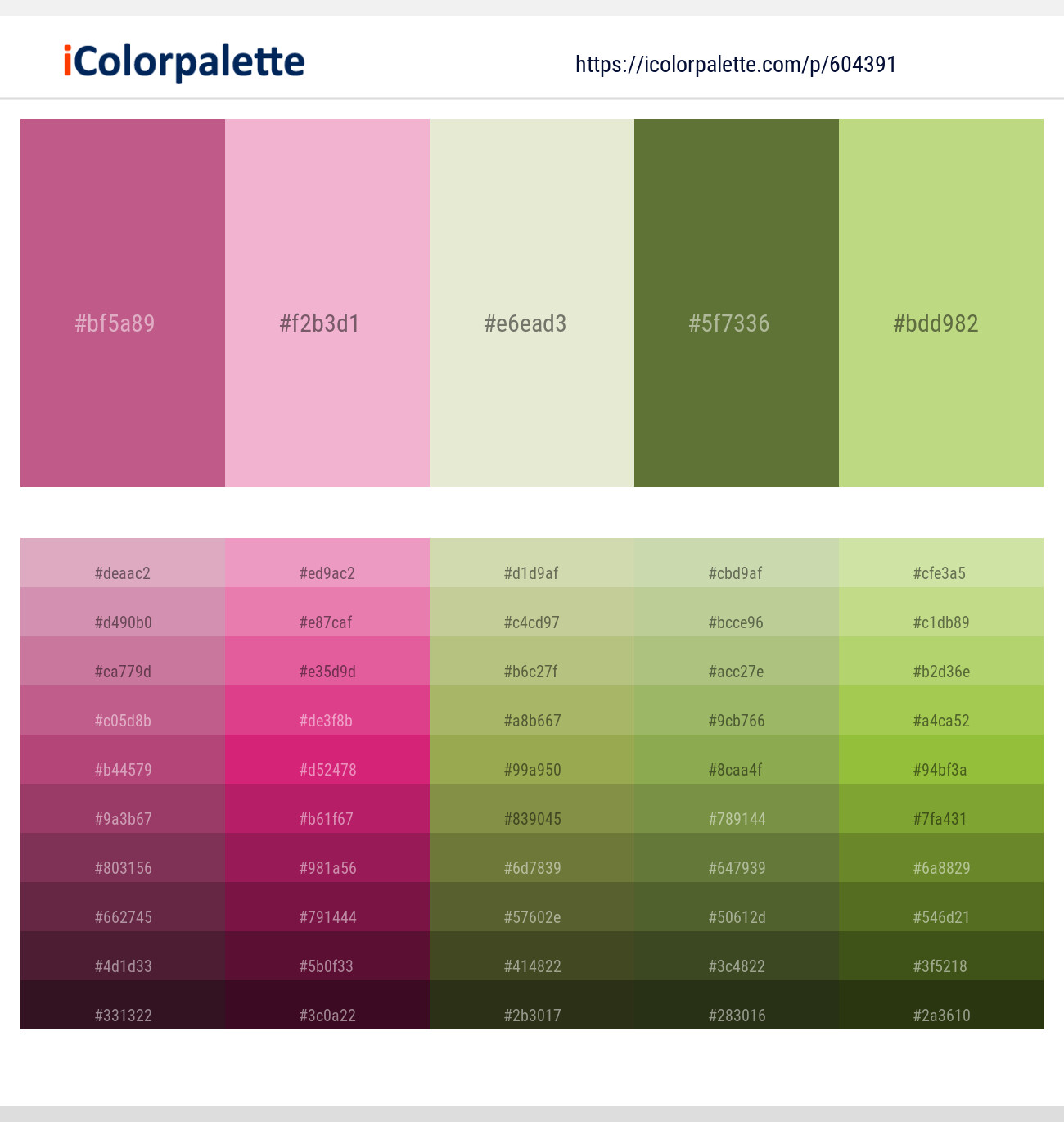 Mulberry – Illusion – Periglacial Blue – Chalet Green – Yellow Green Color scheme