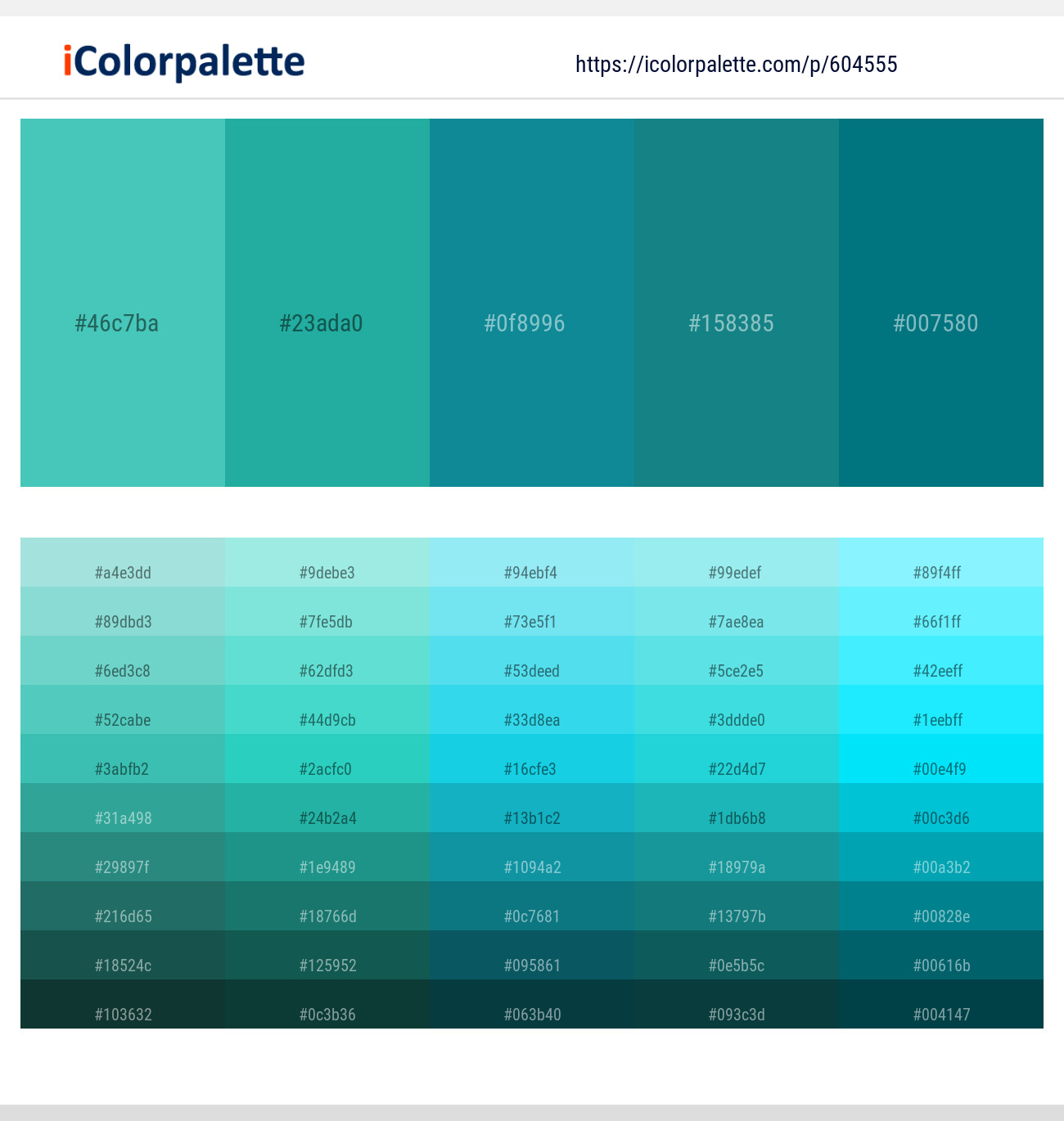 Puerto Rico – Jungle Green – Blue Chill – Elm – Blue Lagoon Color scheme