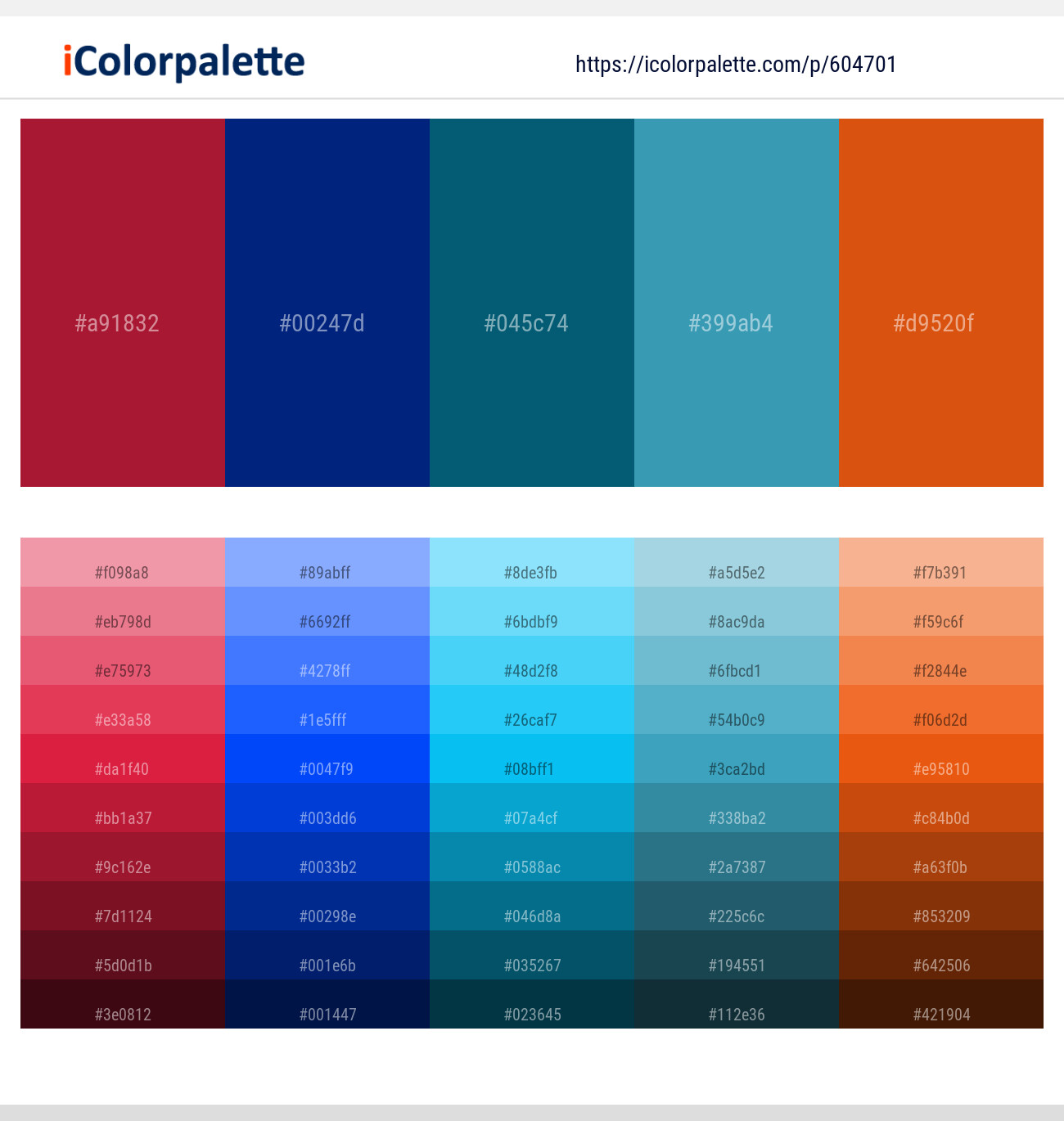 Shiraz – Resolution Blue – Orient – Boston Blue – Trinidad Color scheme
