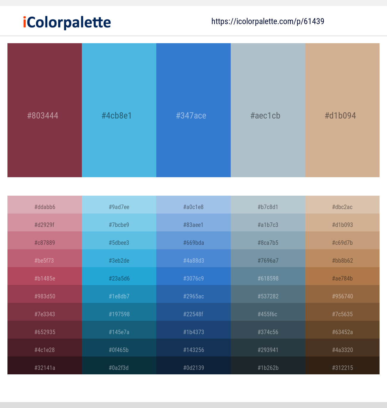 Solid Pink – Picton Blue – Mariner – Heather – Sorrell Brown Color scheme