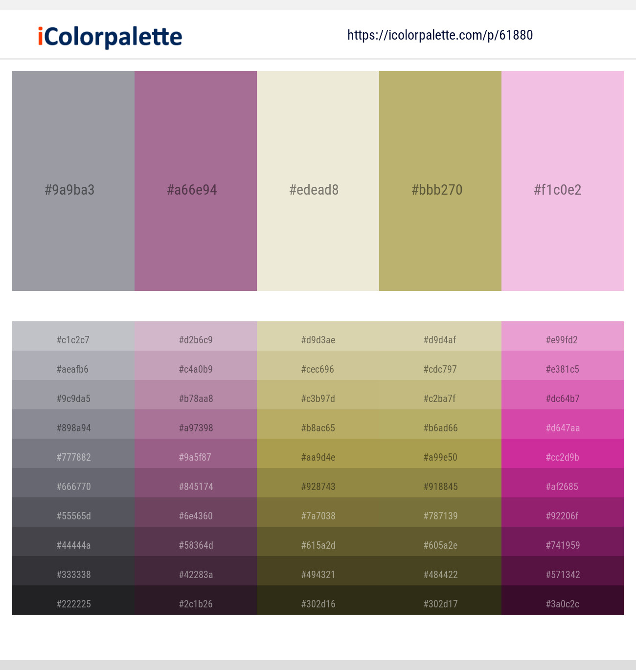 Manatee – Bouquet – White Rock – Gimblet – We Peep Color scheme