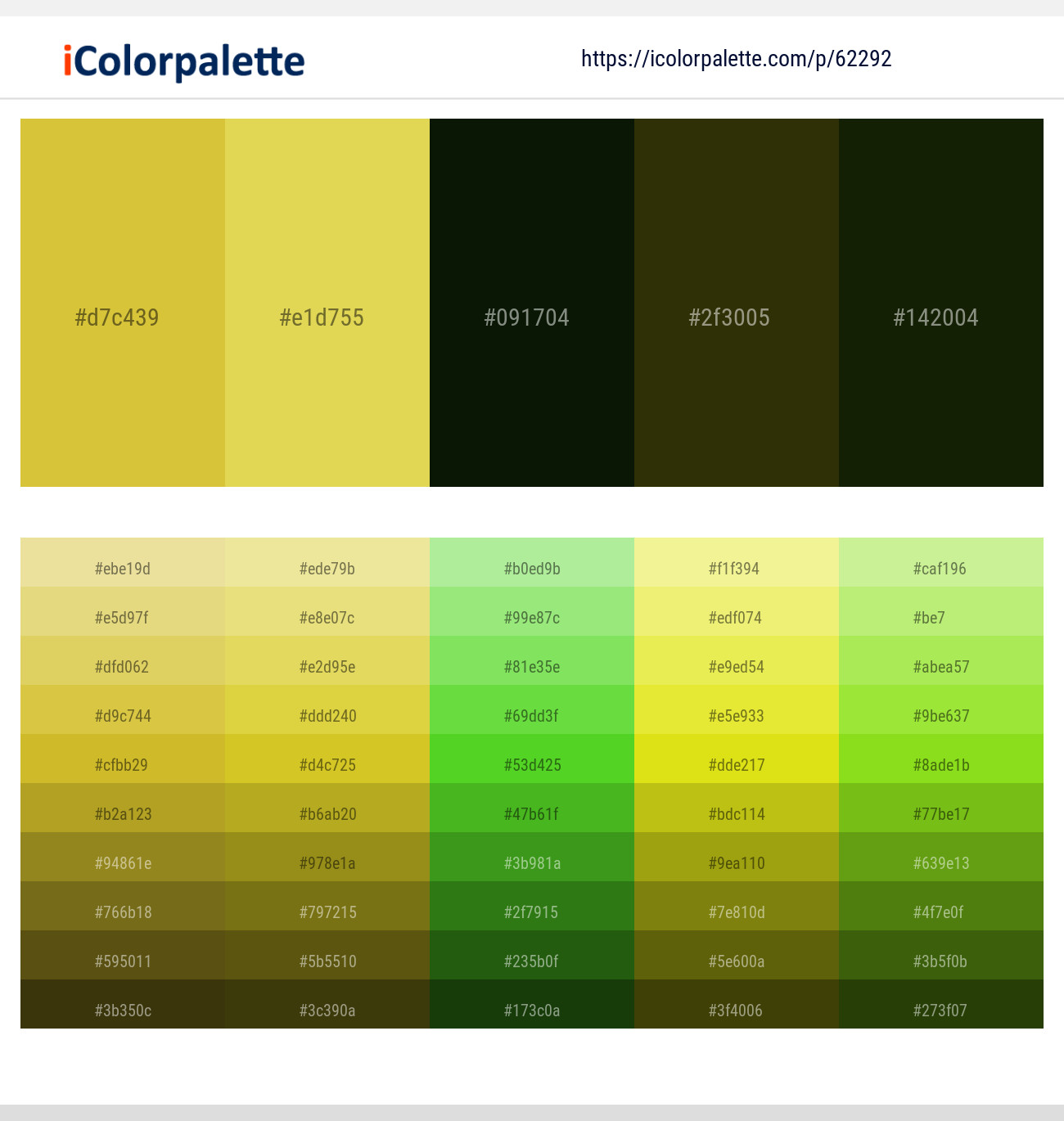 Old Gold – Wattle – Black Forest – Pine Tree – Pine Tree Color scheme