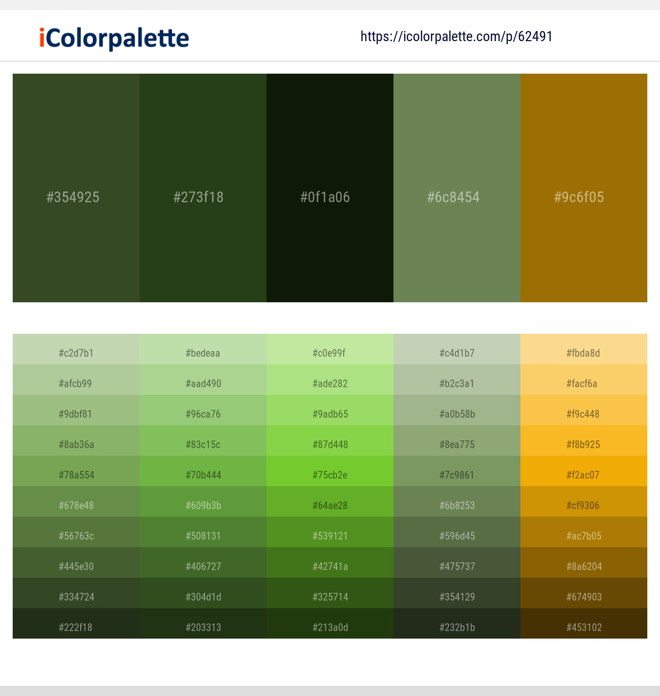 Woodland – Seaweed – Black Forest – Dingley – Mai Tai Color scheme