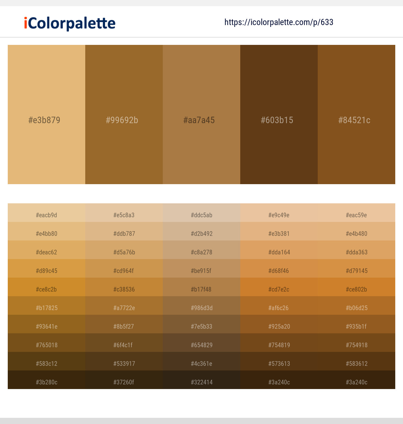 63345 Gold Color Palettes