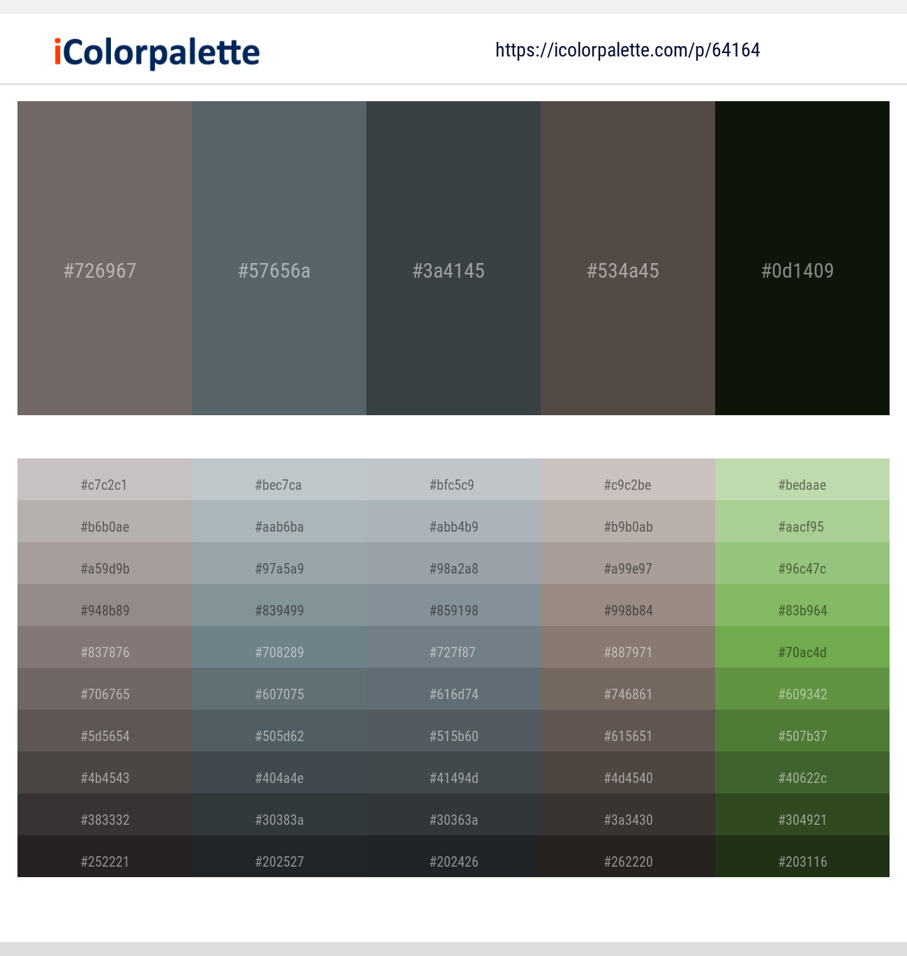 Dove Gray – Shuttle Gray – Cape Cod – Armadillo – Gordons Green Color scheme