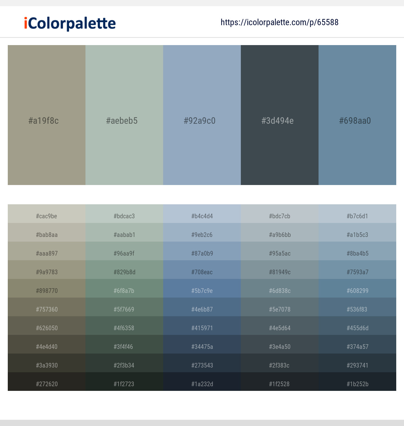 Gray Olive – Powder Ash – Nepal – Limed Spruce – Bermuda Gray Color scheme