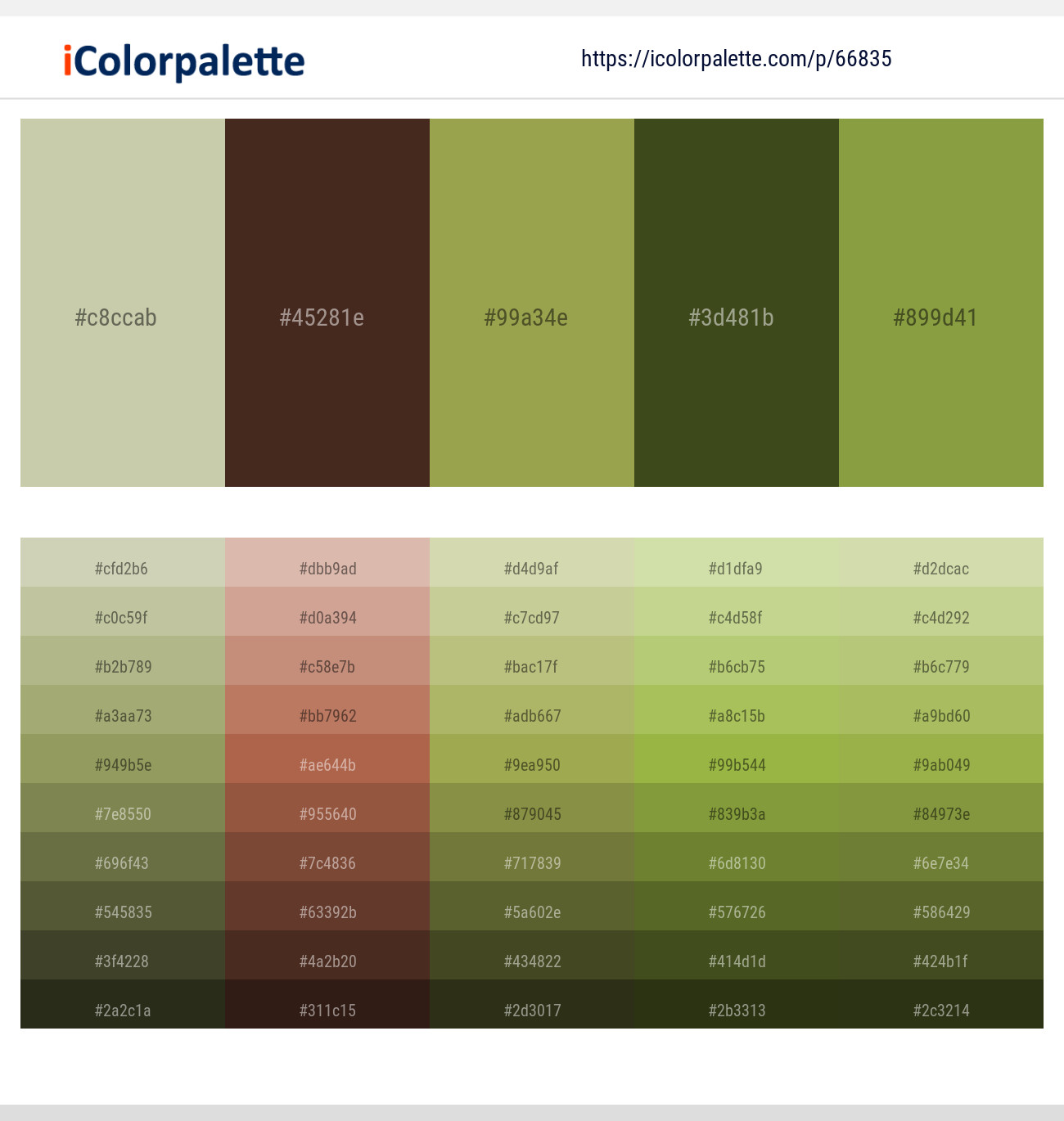 Thistle Green – Cork – Chelsea Cucumber – Thatch Green – Sycamore Color scheme