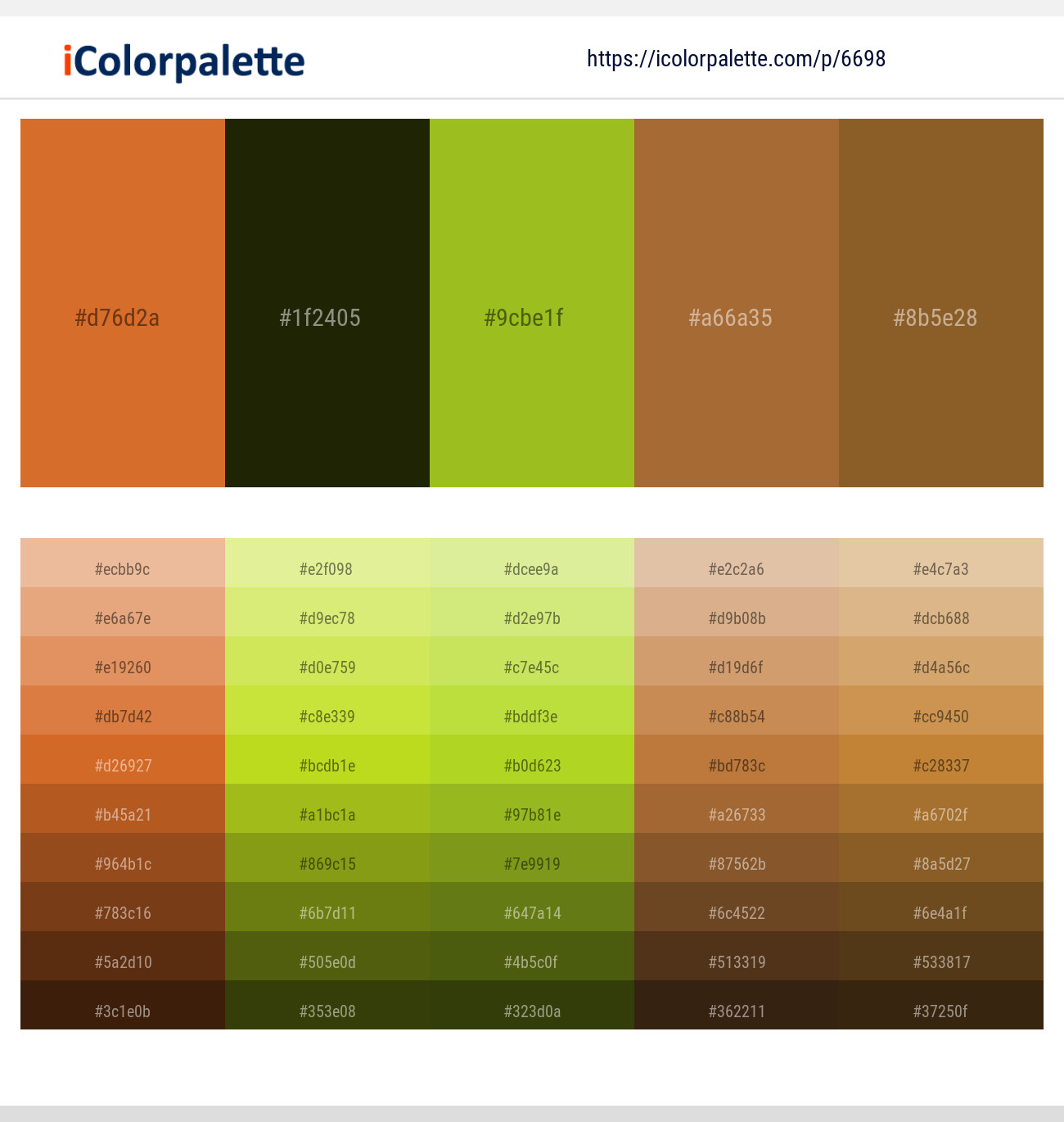 Piper – Pine Tree – Citron – Copper – Kumera Color scheme