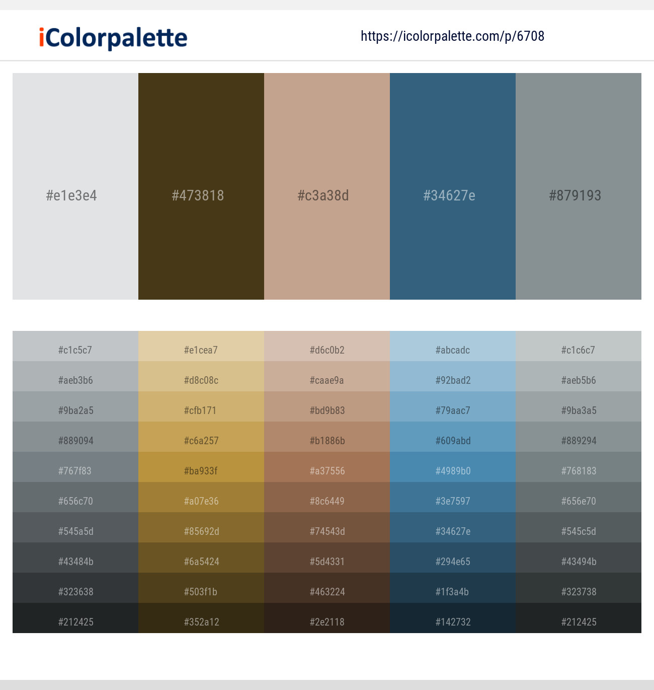 Iron – Metallic Bronze – Indian Khaki – Ming – Oslo Gray Color scheme
