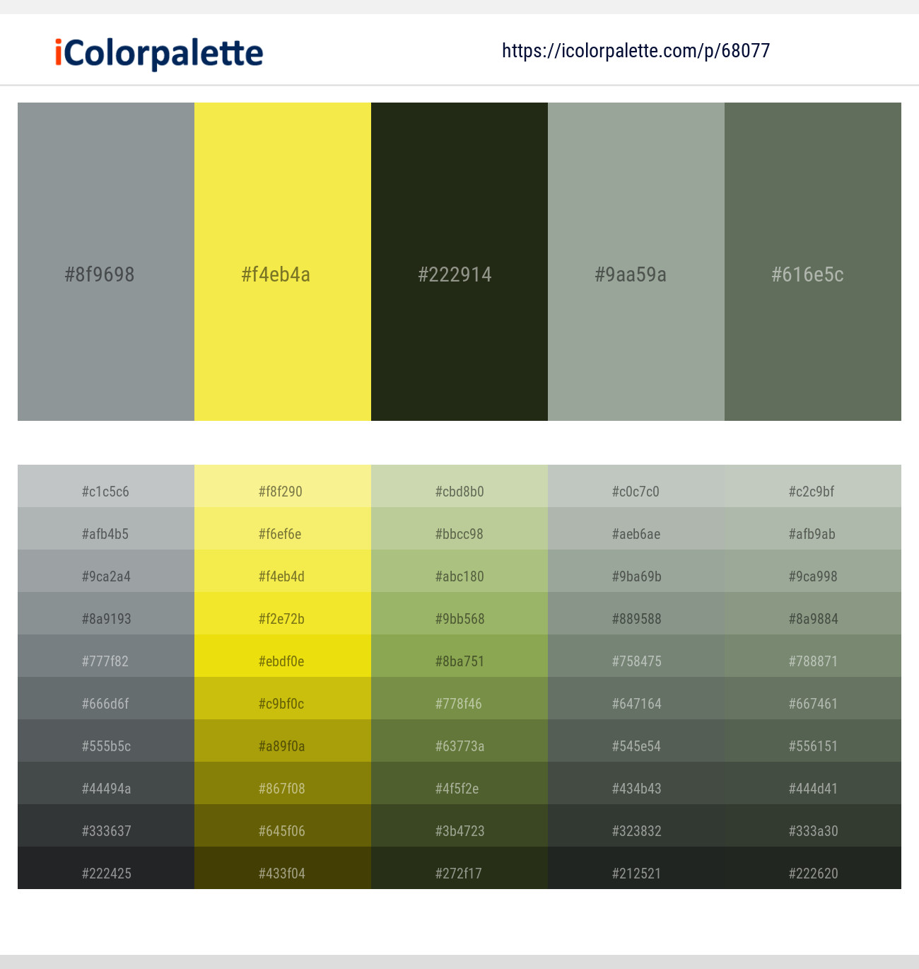 Oslo Gray – Starship – Black Olive – Mantle – Willow Grove Color scheme