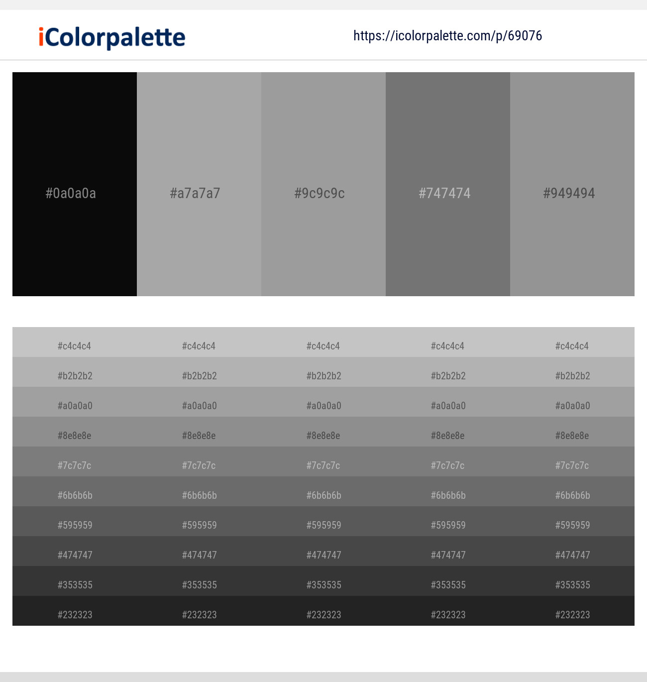 Cod Gray – Silver Chalice – Dusty Gray – Boulder – Dusty Gray Color scheme