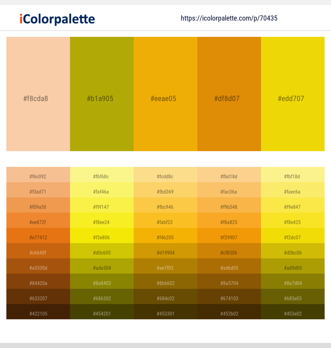 Color Palette With Five Shade Clinker Harvest Gold Yellow Metal