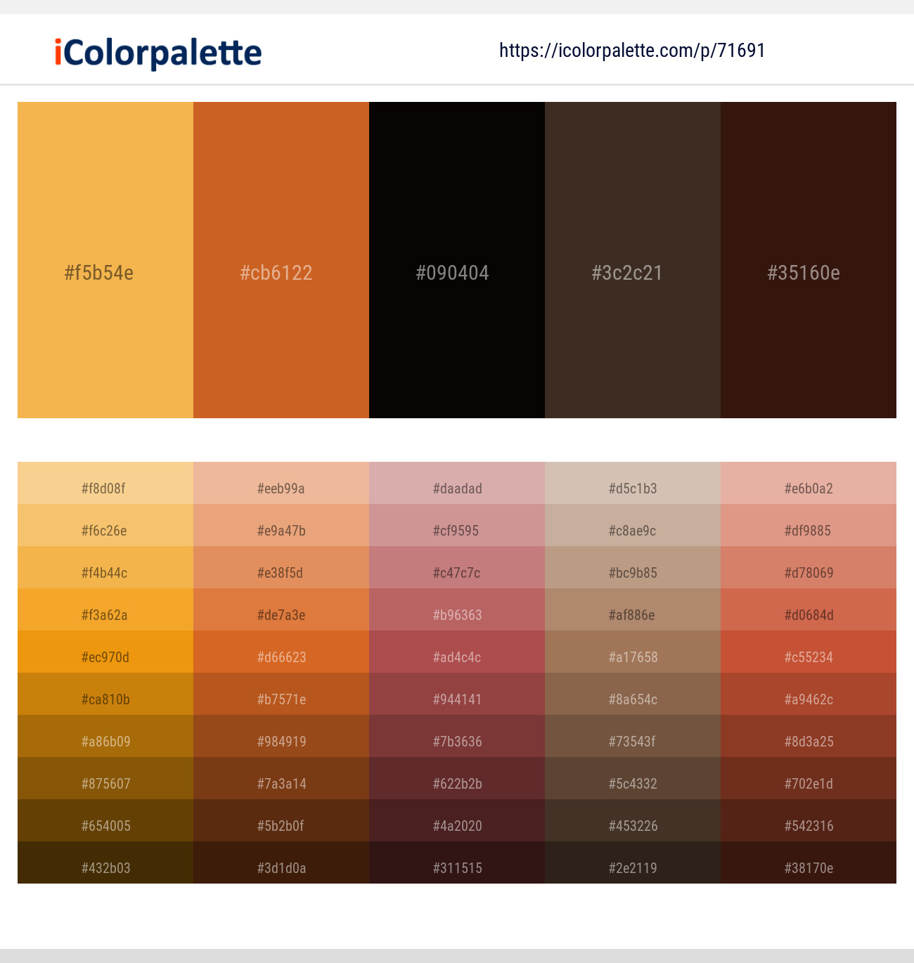 Casablanca – Piper – Night Rider – Treehouse – Sambuca Color scheme
