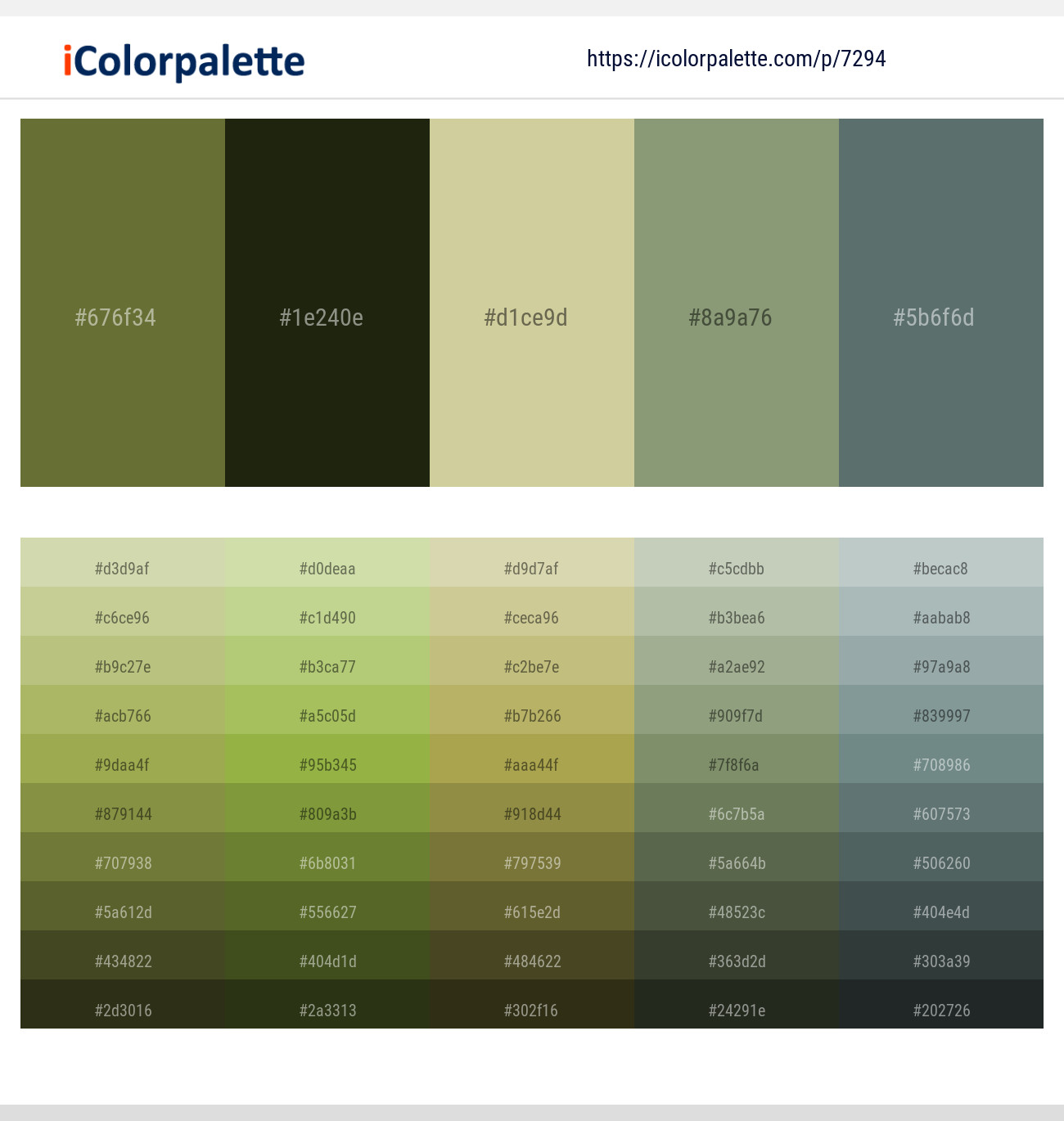 Costa Del Sol – Seaweed – Pine Glade – Battleship Gray – Corduroy Color scheme