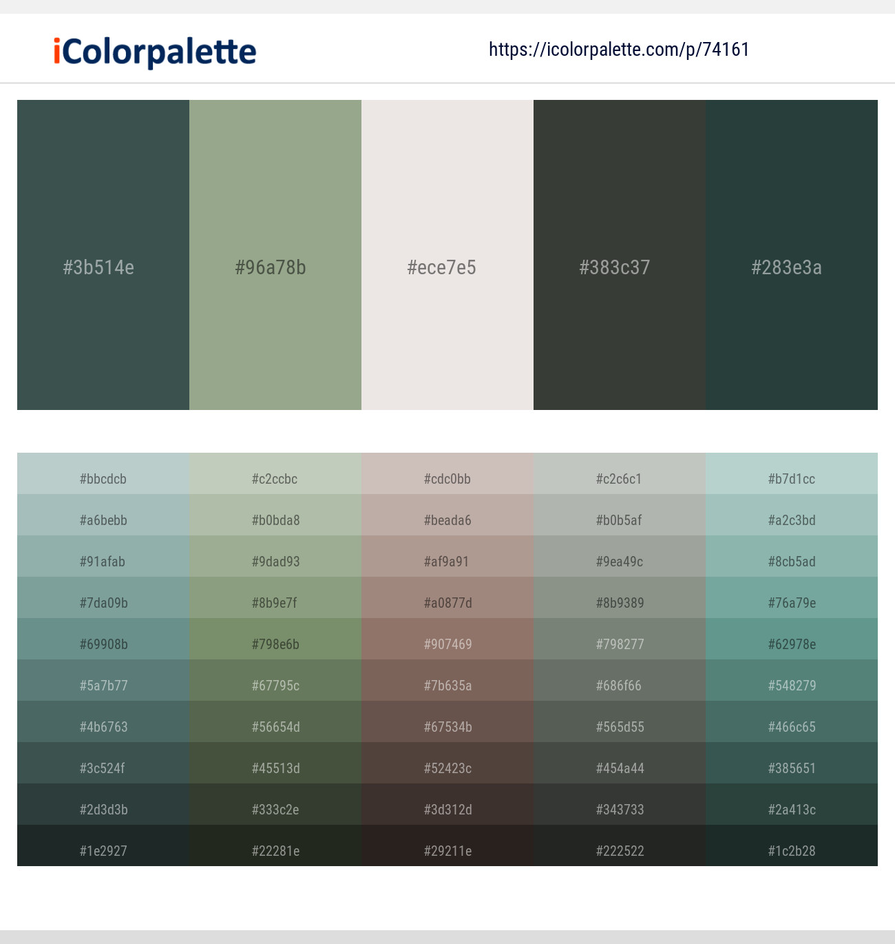 Mineral Green – Sage – Ebb – Lunar Green – Outer Space Color scheme