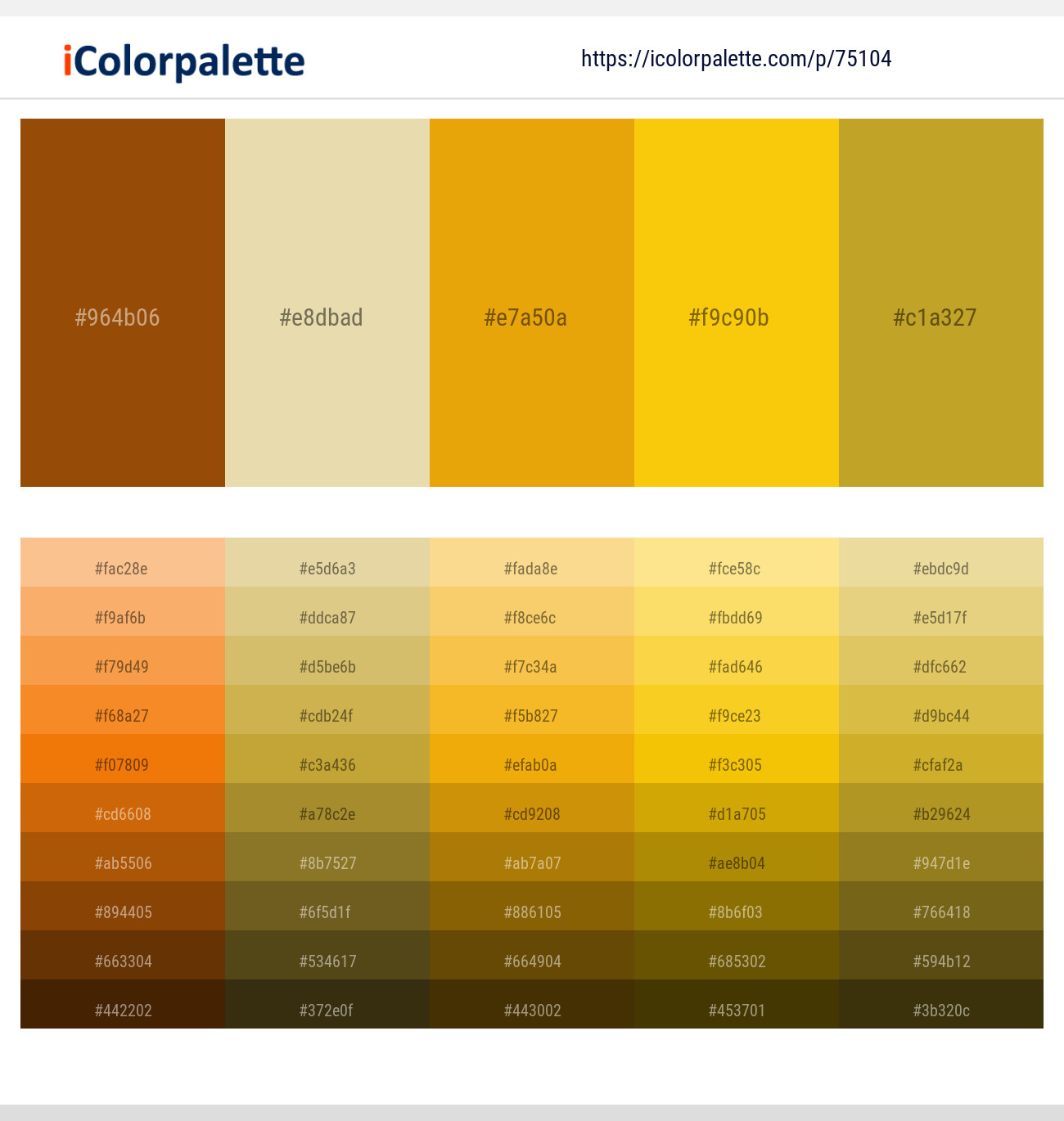 Oregon – Raffia – Gamboge – Supernova – Hokey Pokey Color scheme
