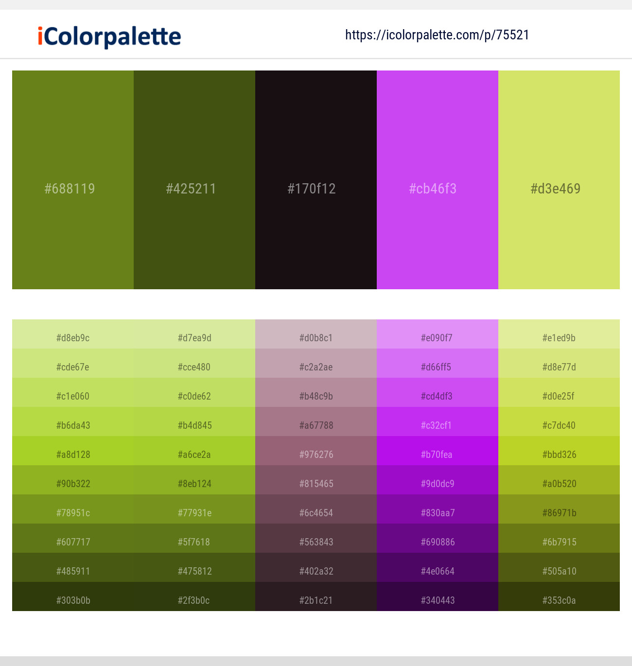 Trendy Green – Clover – Gondola – Heliotrope – Yellow Green Color scheme