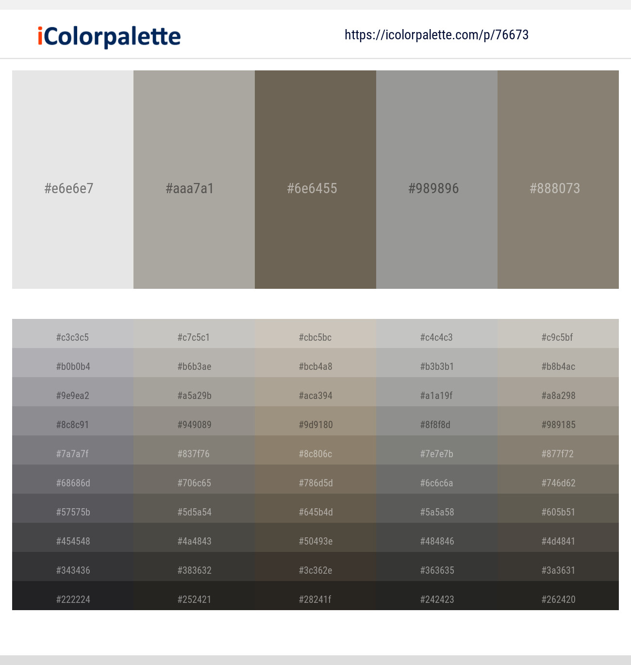 Iron – Dawn – Coffee – Star Dust – Olive Haze Color scheme