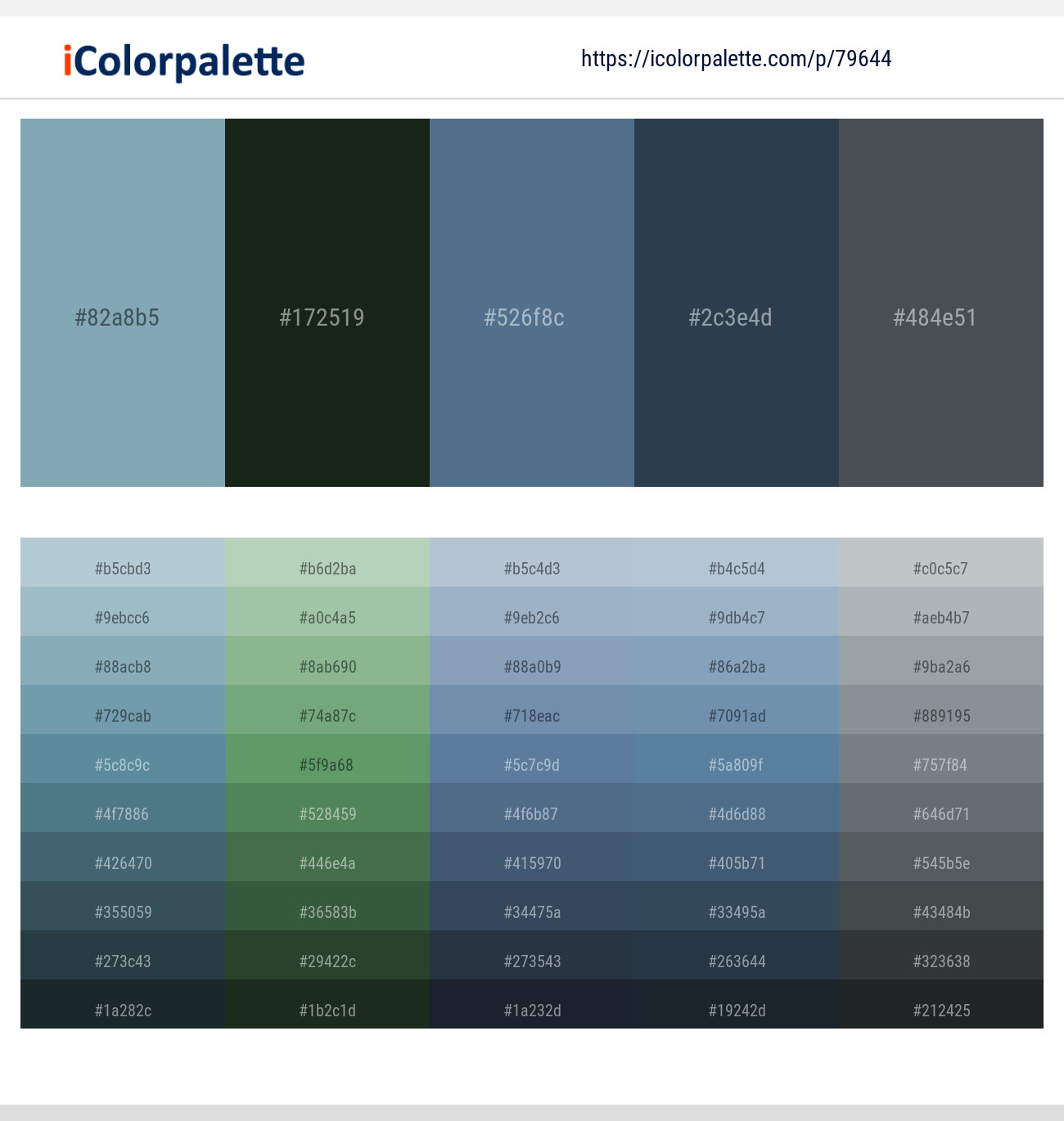 Bali Hai – Green Kelp – Kashmir Blue – Pickled Bluewood – Abbey Color scheme