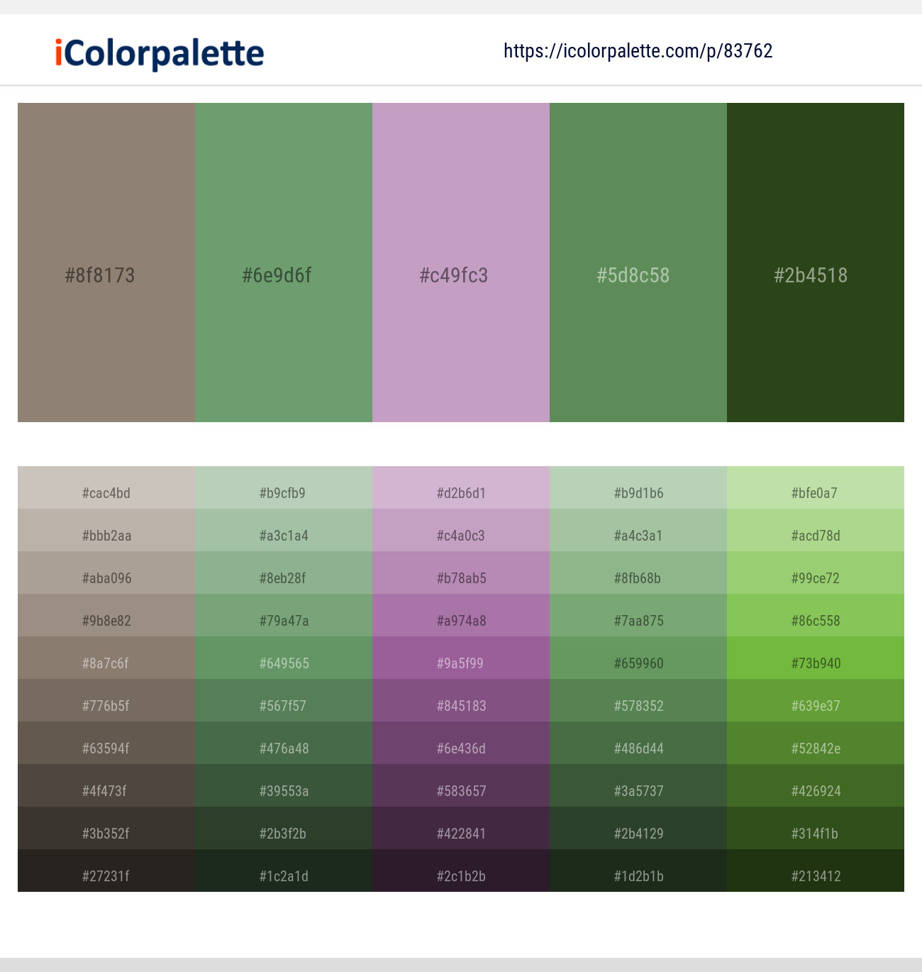 Squirrel – Amulet – Lilac – Glade Green – Seaweed Color scheme