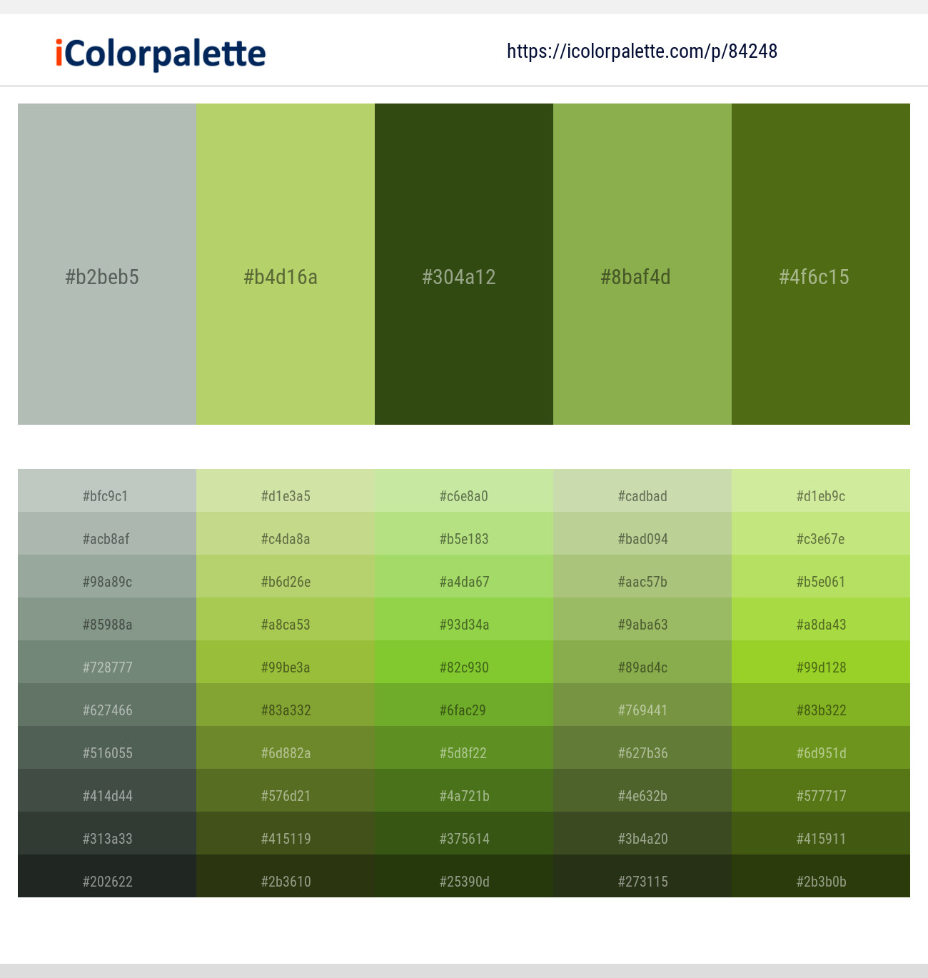 Powder Ash – Wild Willow – Clover – Chelsea Cucumber – Dell Color scheme