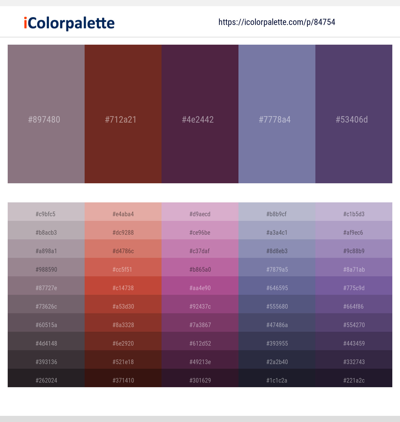 Empress – Metallic Copper – Livid Brown – Kimberly – Mulled Wine Color scheme